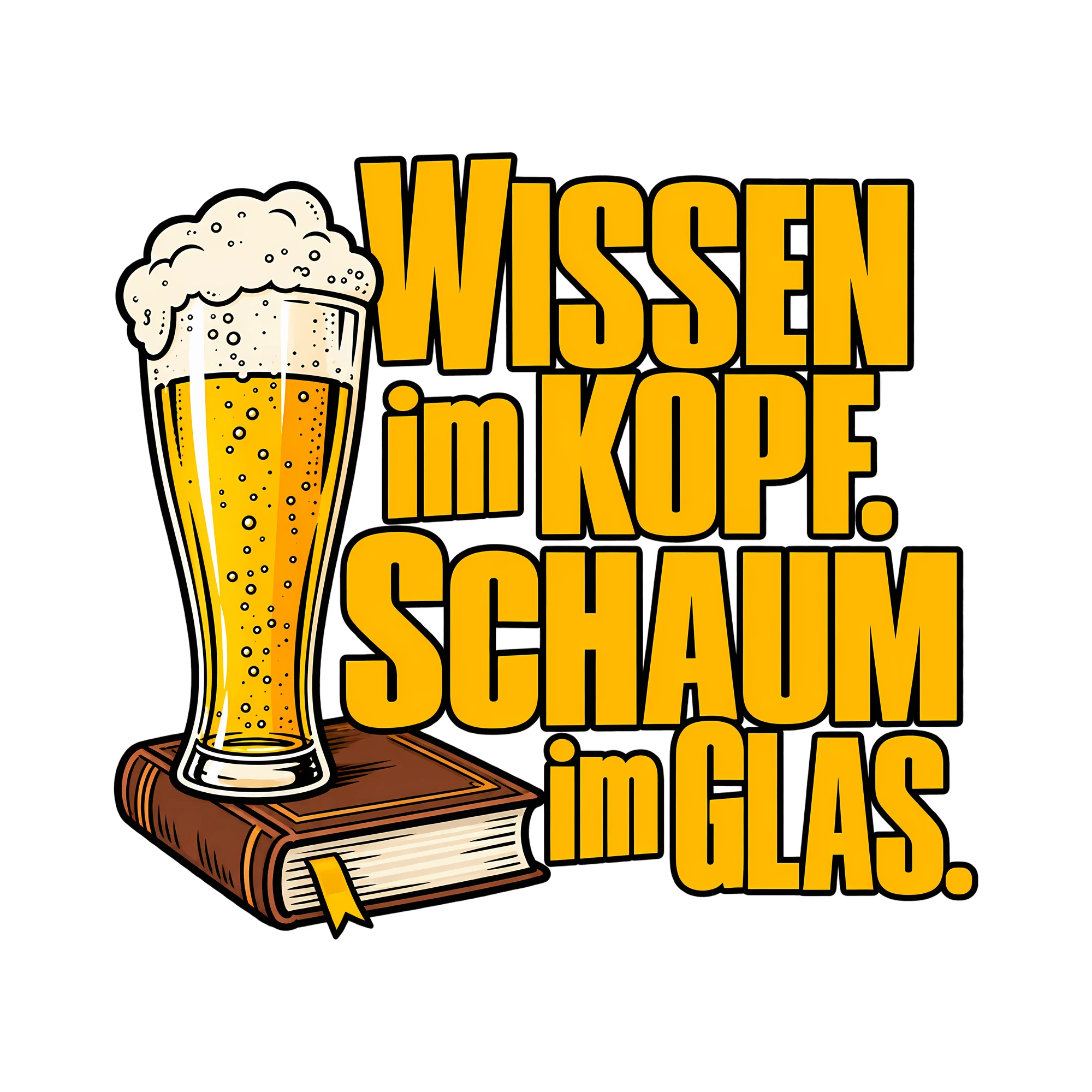 Bügelbild Wissen im Kopf. Schaum im Glas. als Grafik auf weißem Hintergrund (BB011902)