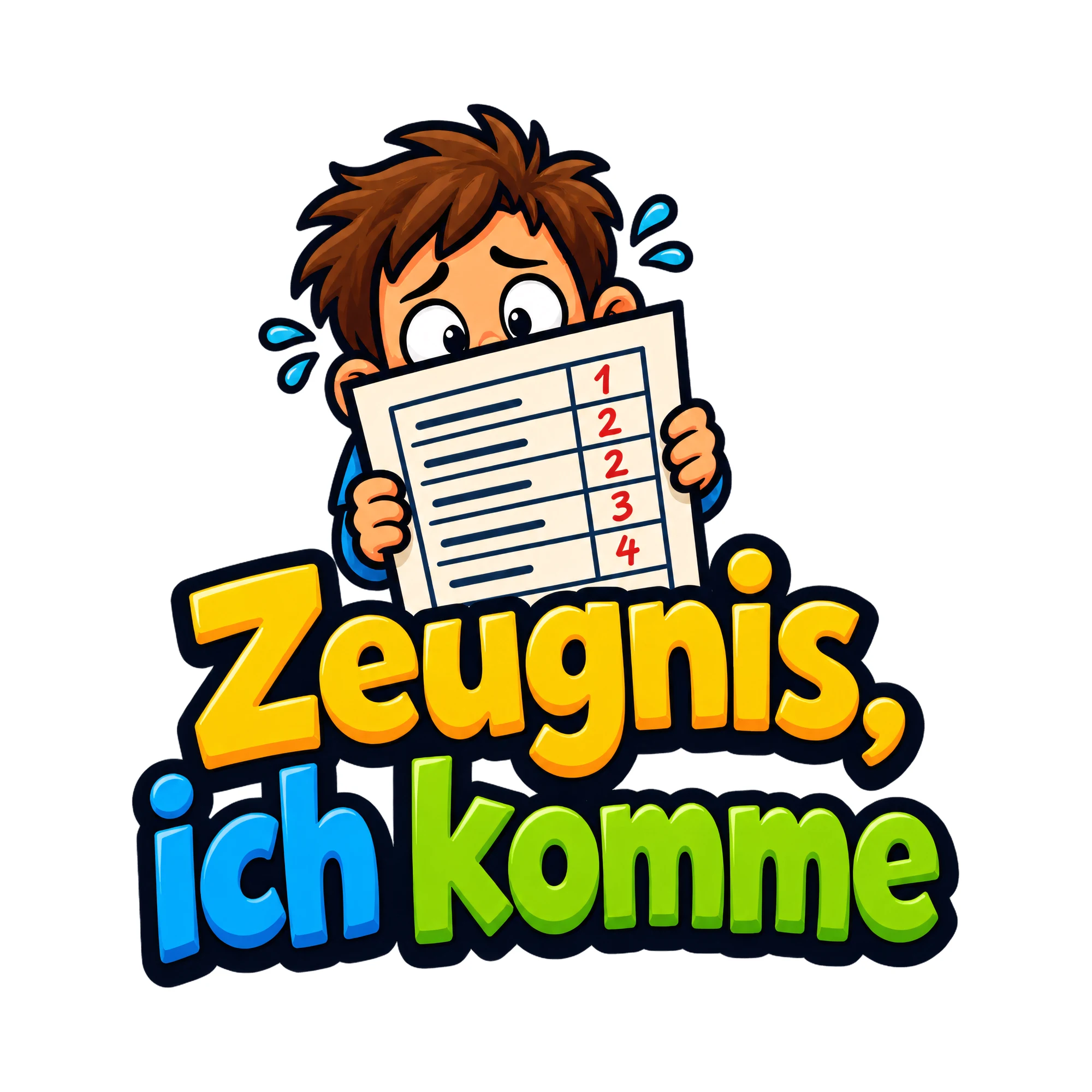 Bügelbild Zeugnis, ich komme, Lustiger Shirt Spruch als Grafik auf weißem Hintergrund (BB016787)