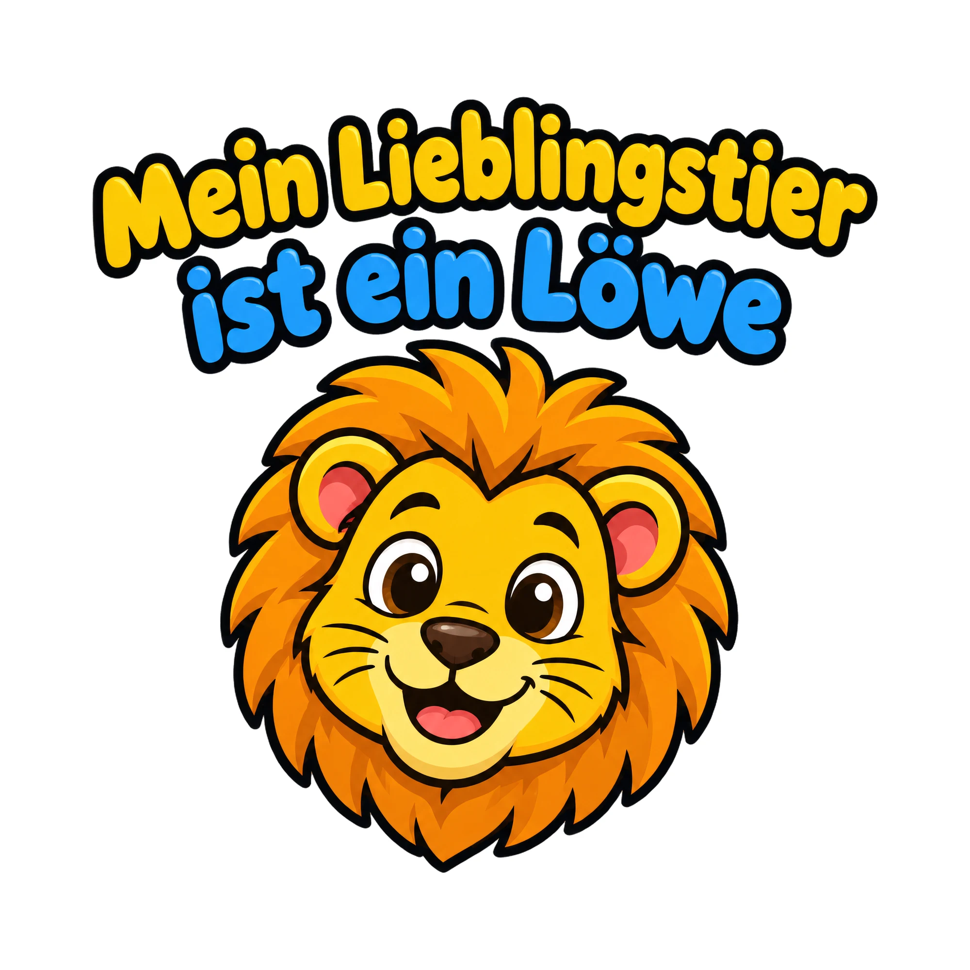 Bügelbild Mein Lieblingstier ist ein Löwe als Grafik auf weißem Hintergrund (BB018725)