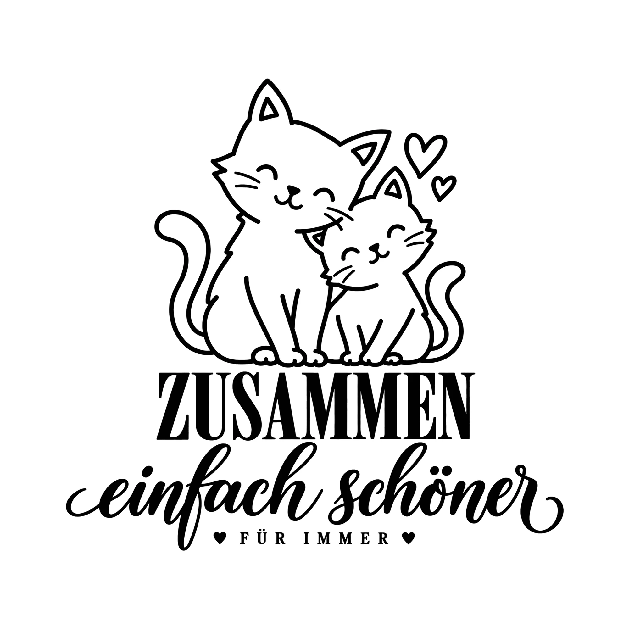 Bügelbild Zusammen einfach schöner. Für immer. als Grafik auf weißem Hintergrund (BB013411)