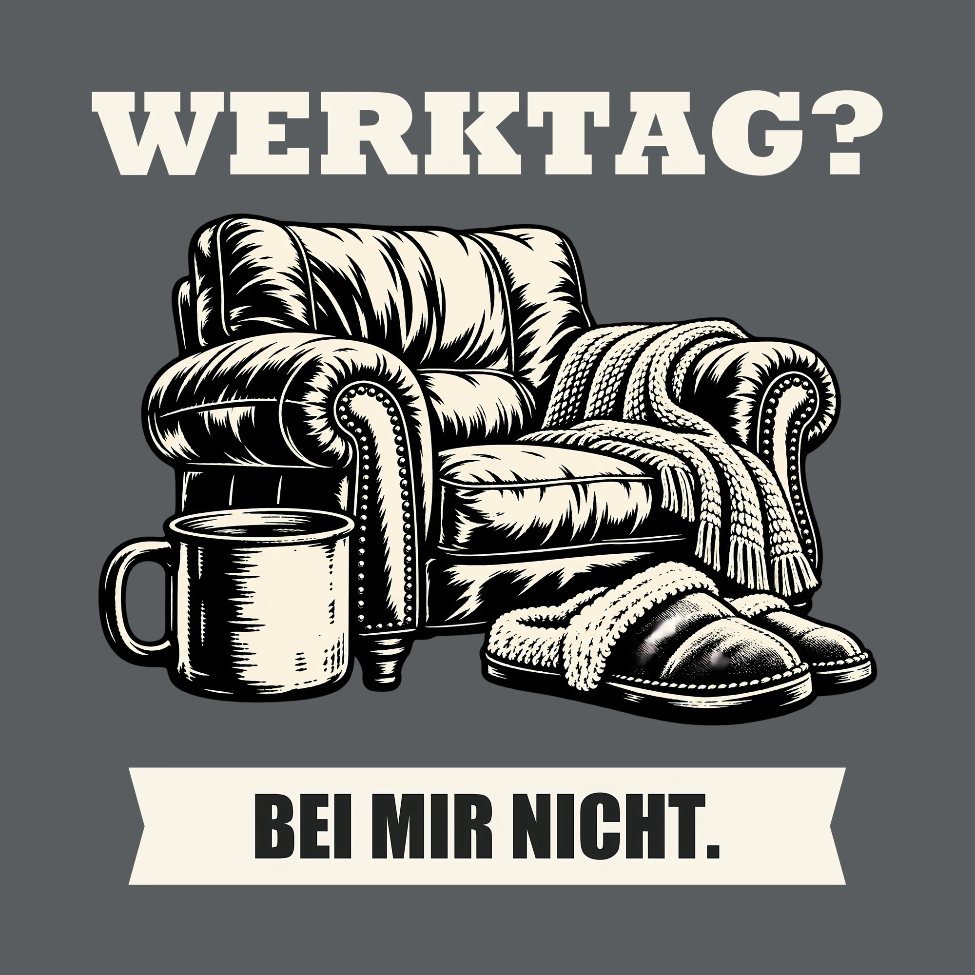Bügelbild WERKTAG? BEI MIR NICHT. als Grafik auf dunklem Hintergrund (BB011525)