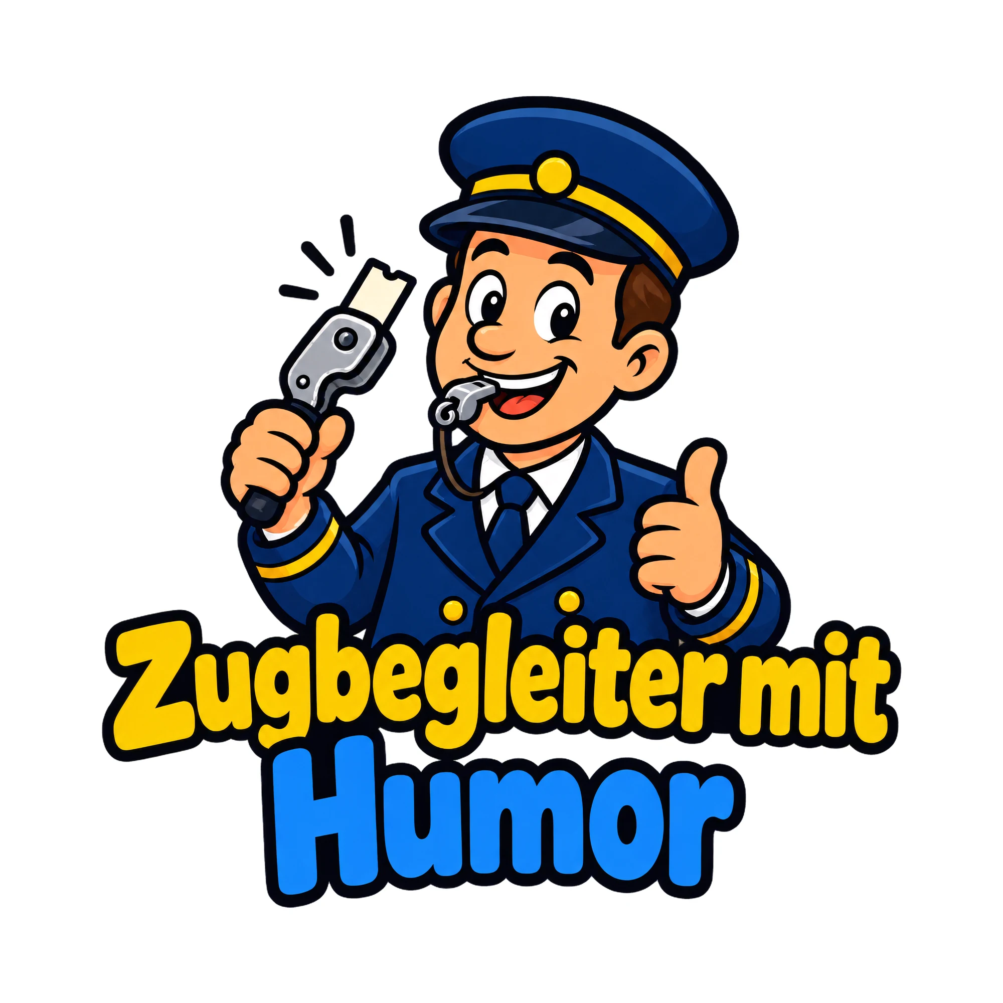 Bügelbild Zugbegleiter mit Humor als Grafik auf weißem Hintergrund (BB020302)