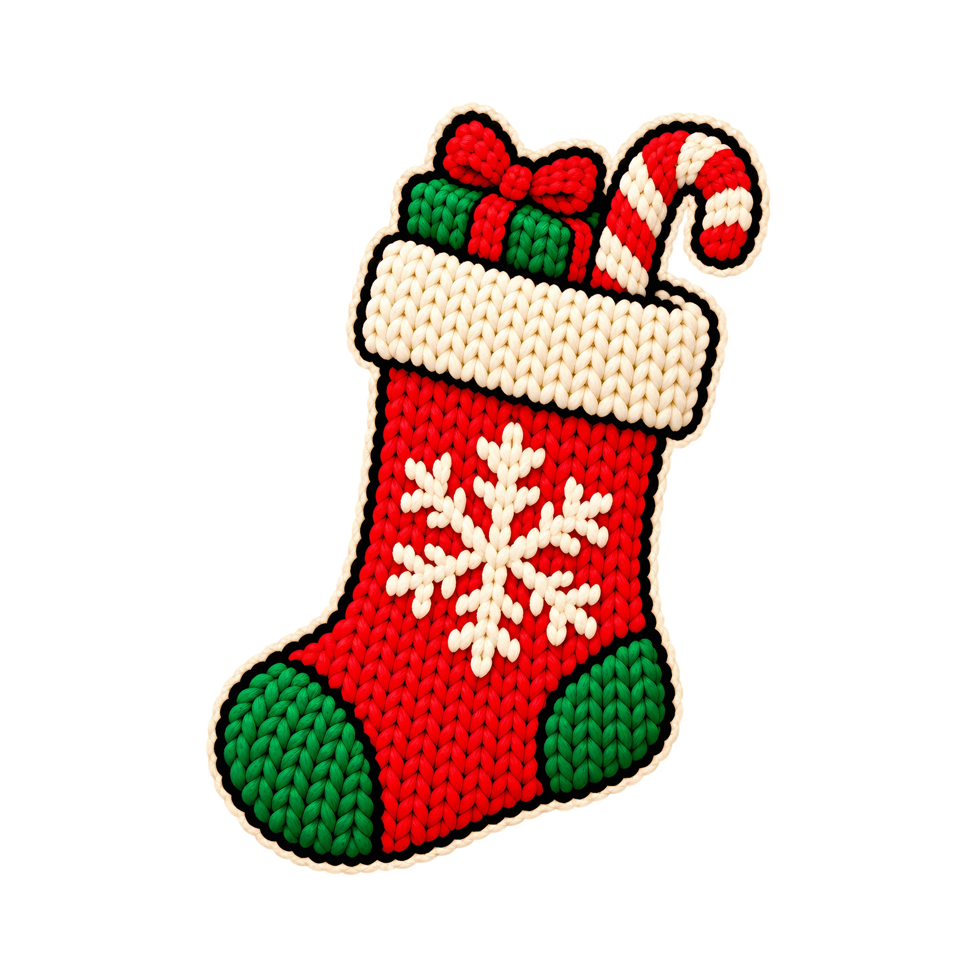 Bügelbild Weihnachtssocke als Grafik auf weißem Hintergrund (BB011424)