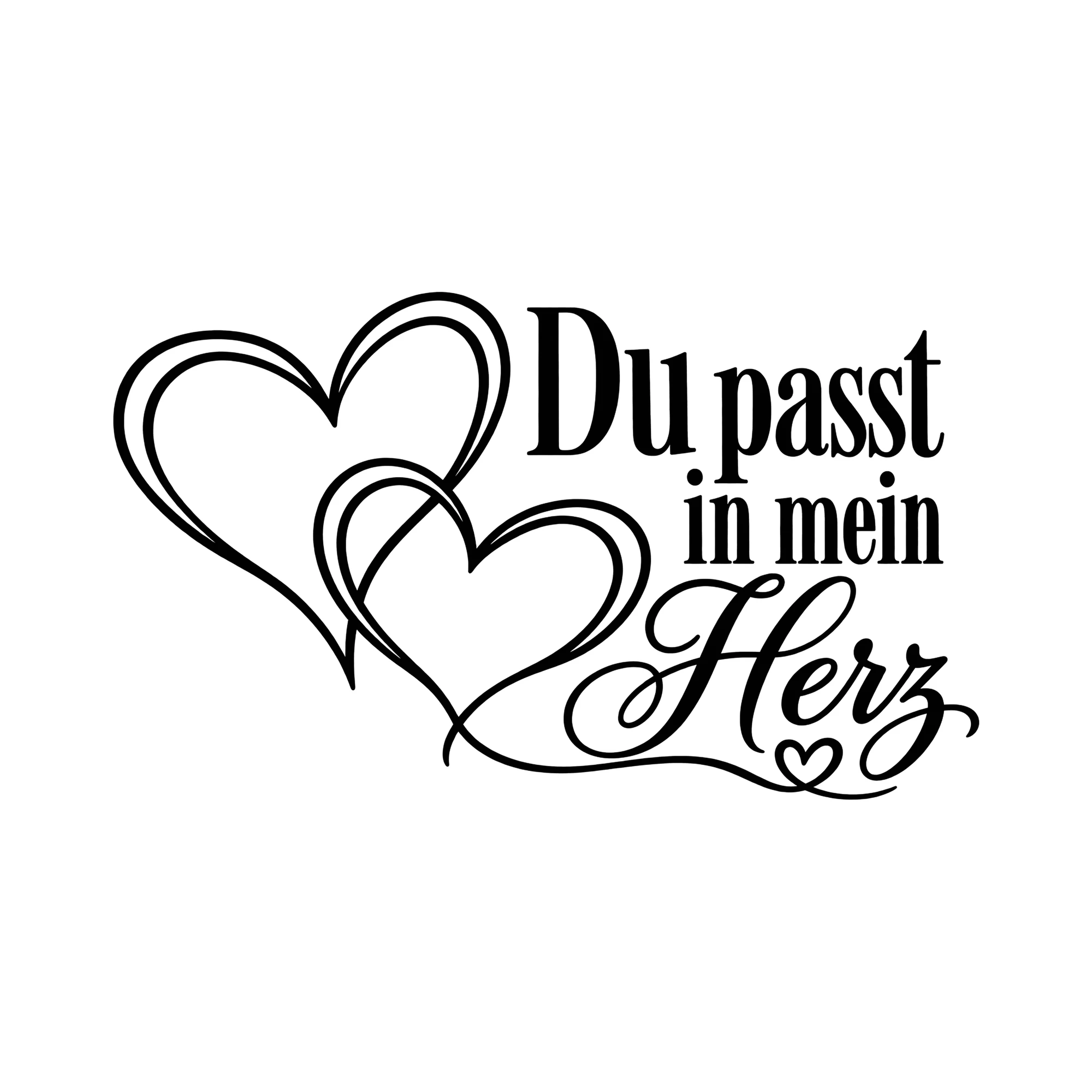 Bügelbild Du passt in mein Herz als Grafik auf weißem Hintergrund (BB013520)