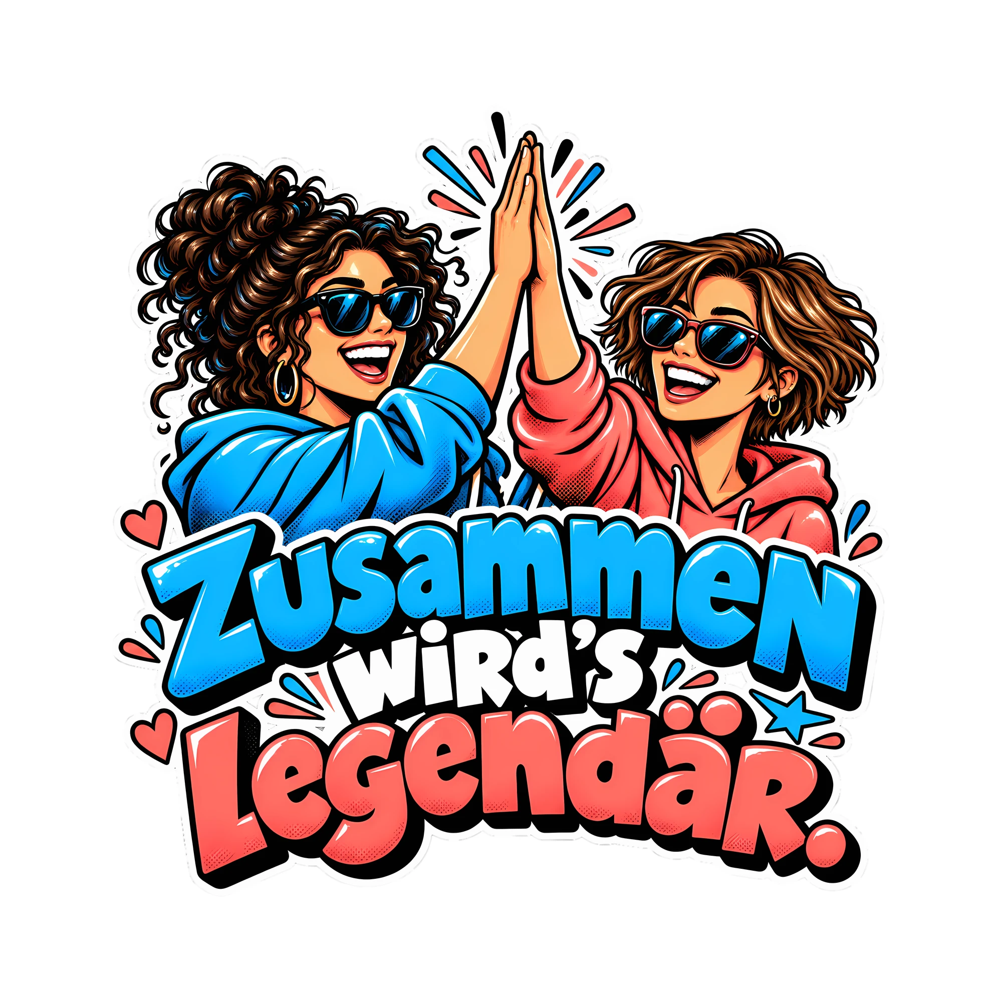 Bügelbild Zusammen wird's legendär. als Grafik auf weißem Hintergrund (BB014062)