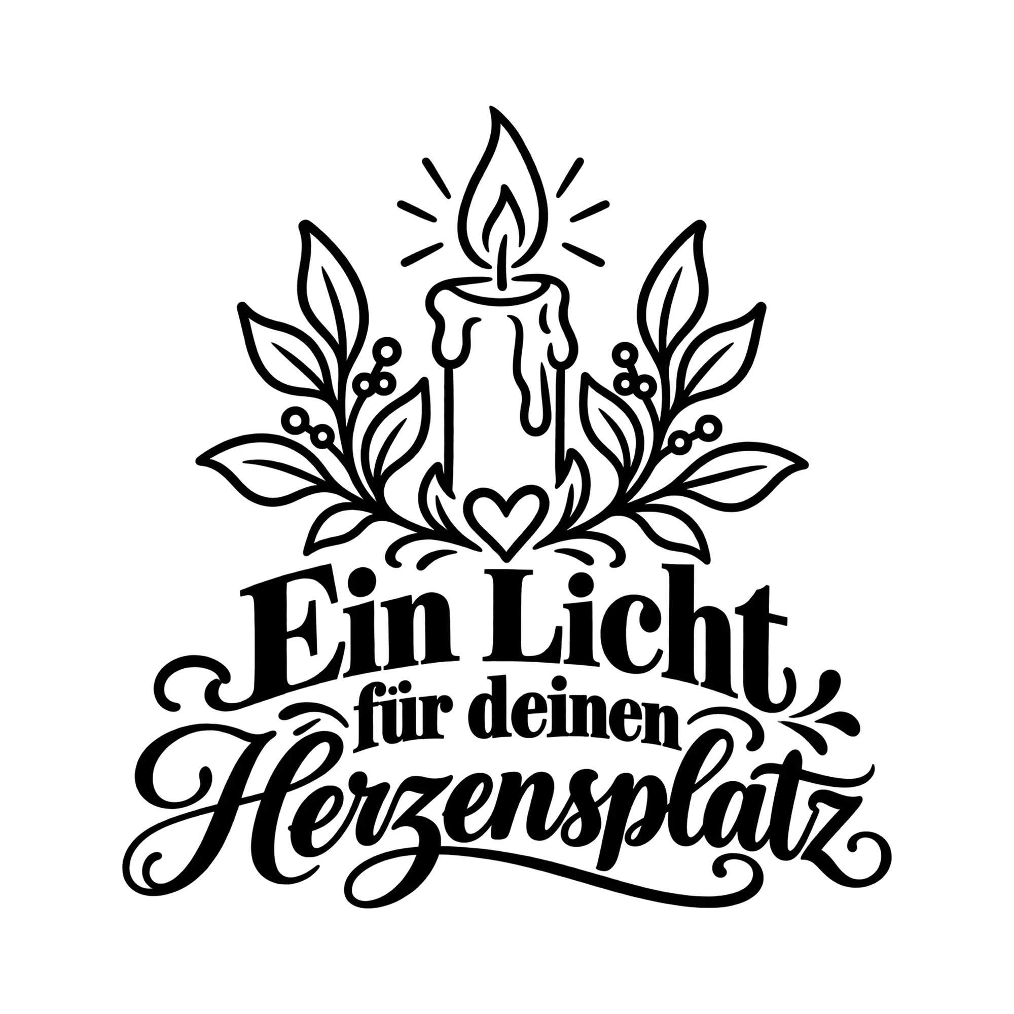Bügelbild Ein Licht für deinen Herzensplatz als Grafik auf weißem Hintergrund (BB013595)