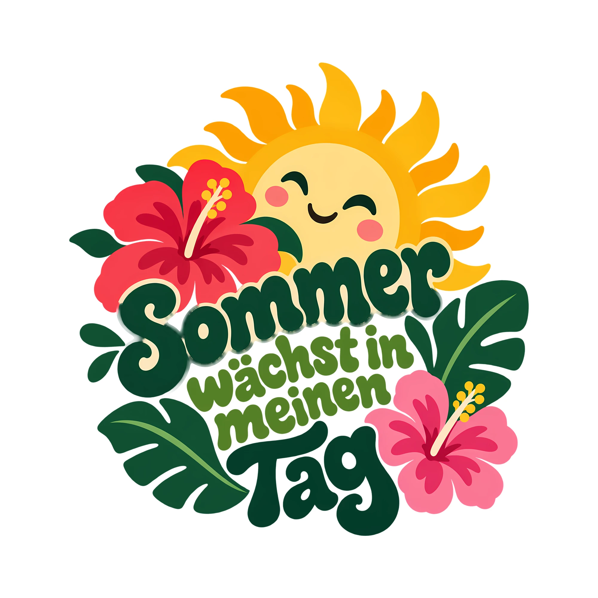 Bügelbild Sommer wächst in meinen Tag als Grafik auf weißem Hintergrund (BB014427)