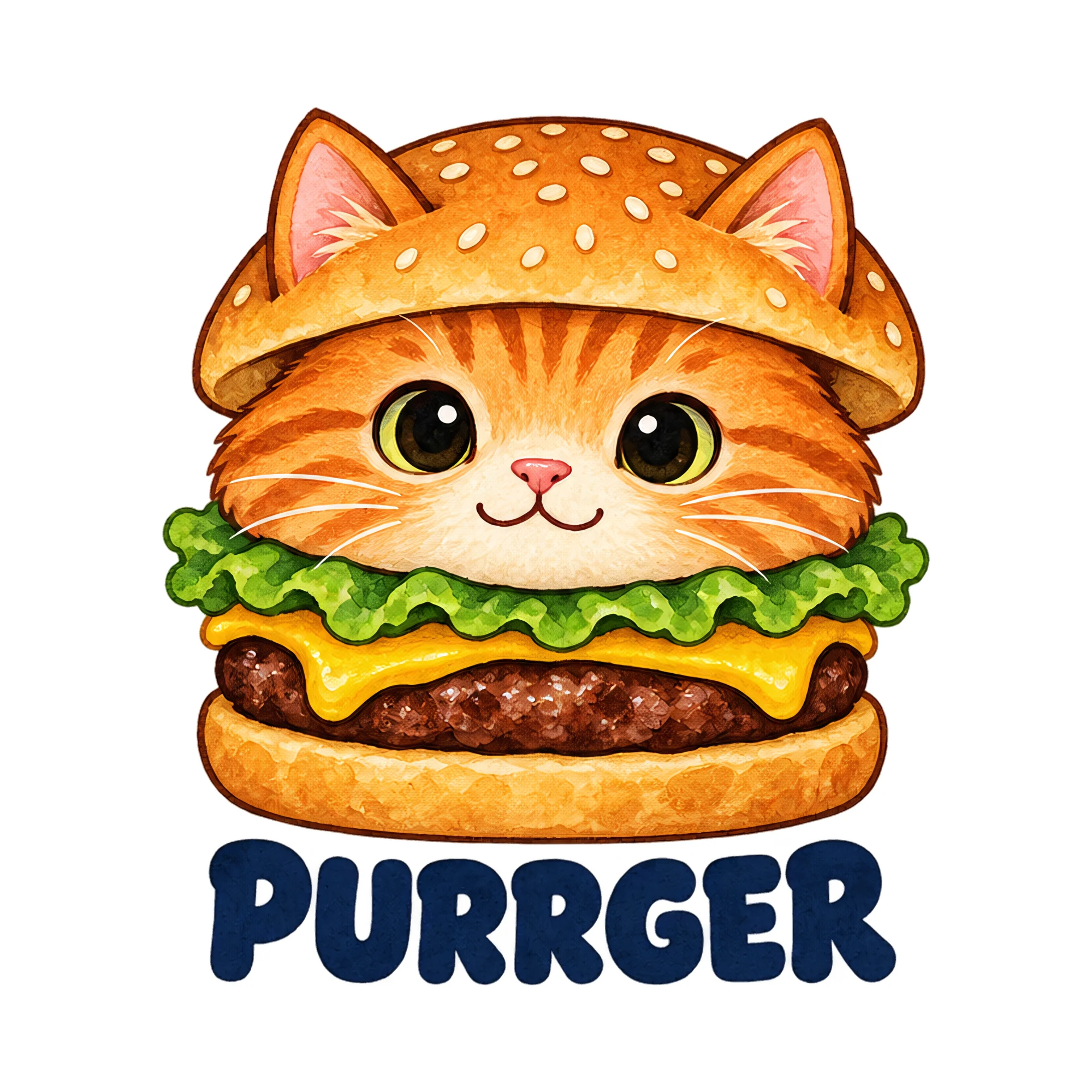 Bügelbild PURRGER als Grafik auf weißem Hintergrund (BB021372)