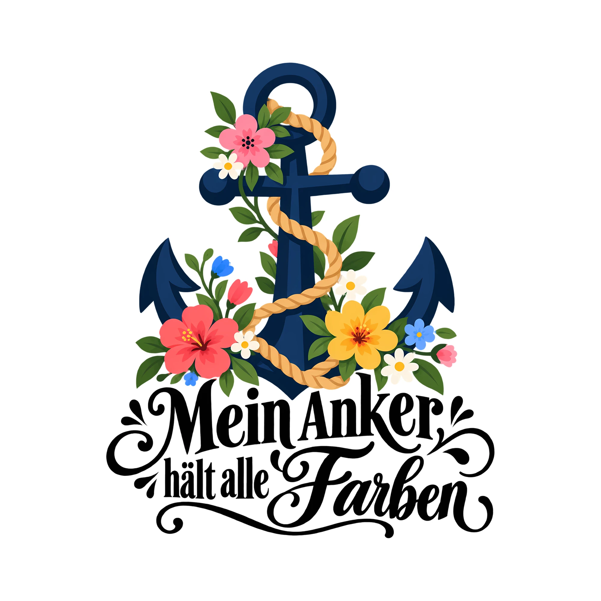 Bügelbild Mein Anker hält alle Farben als Grafik auf weißem Hintergrund (BB013313)