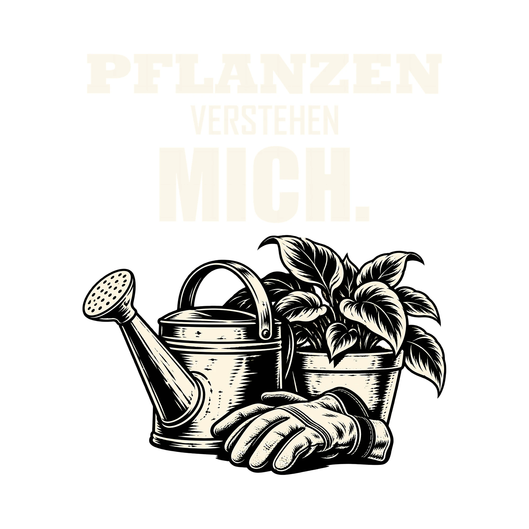 Bügelbild PFLANZEN VERSTEHEN MICH. als Grafik auf weißem Hintergrund (BB013197)