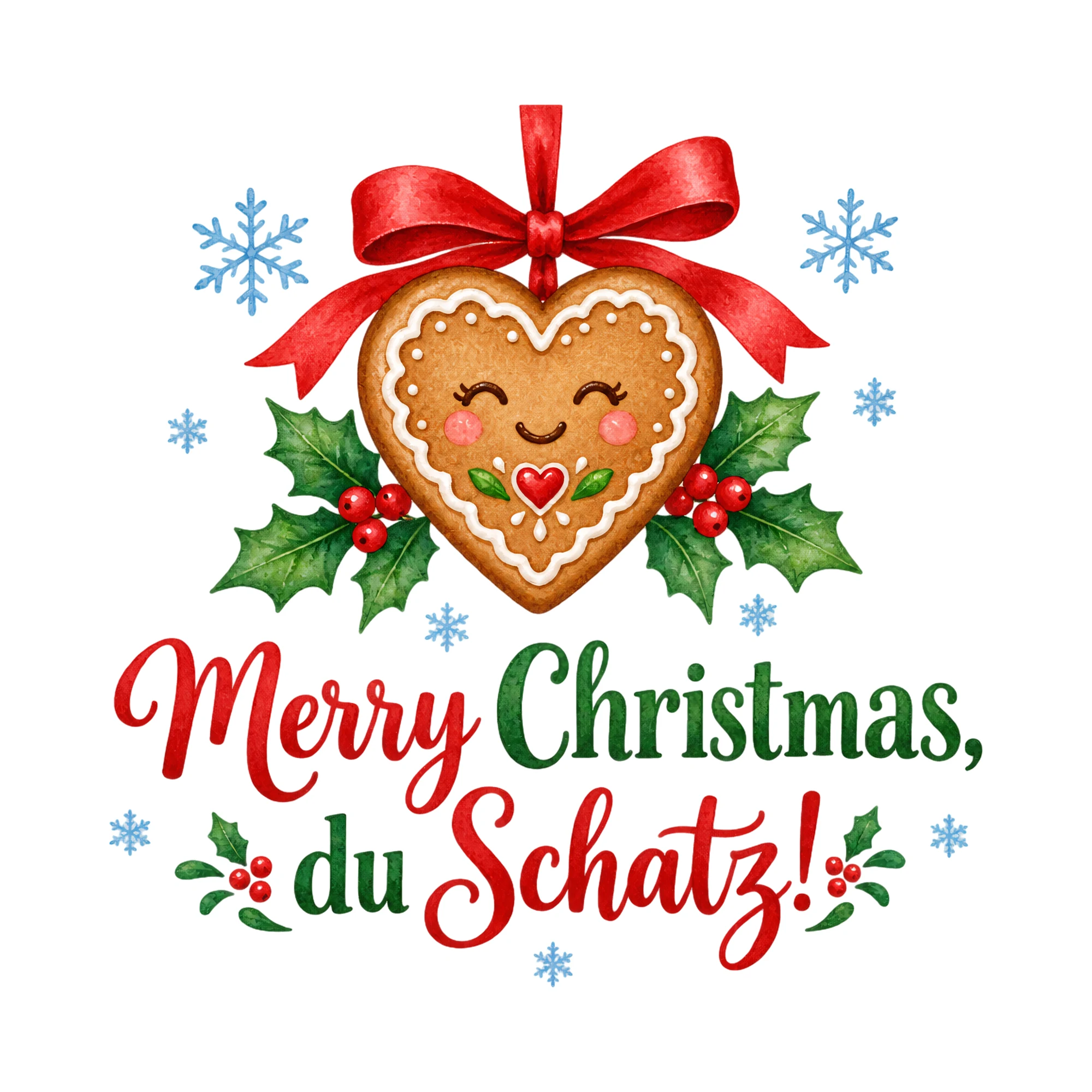 Bügelbild Merry Christmas, du Schatz!, Weihnachtspullover Spruch als Grafik auf weißem Hintergrund (BB014825)