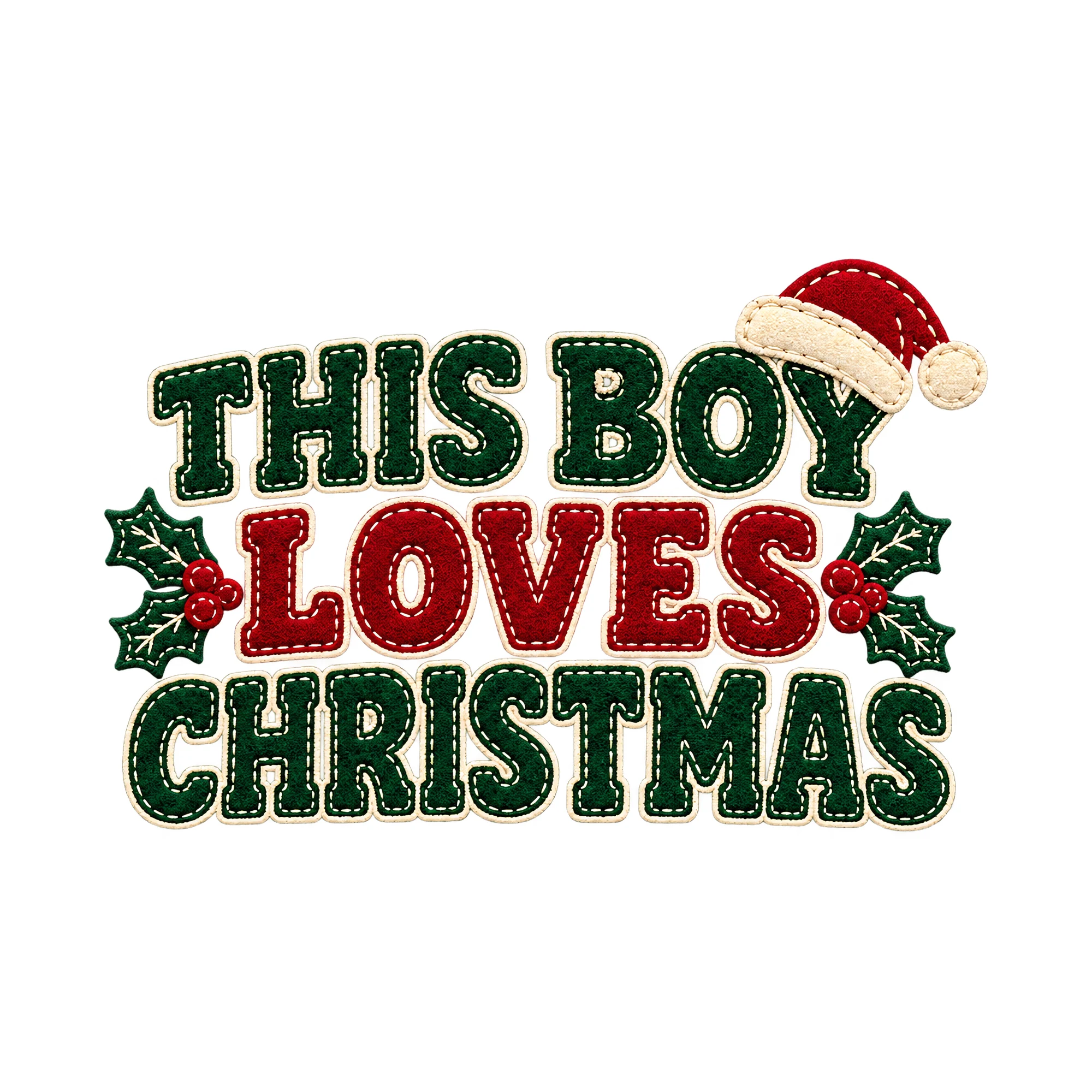 Bügelbild This Boy Loves Christmas, Weihnachten Shirt Motiv als Grafik auf weißem Hintergrund (BB017626)
