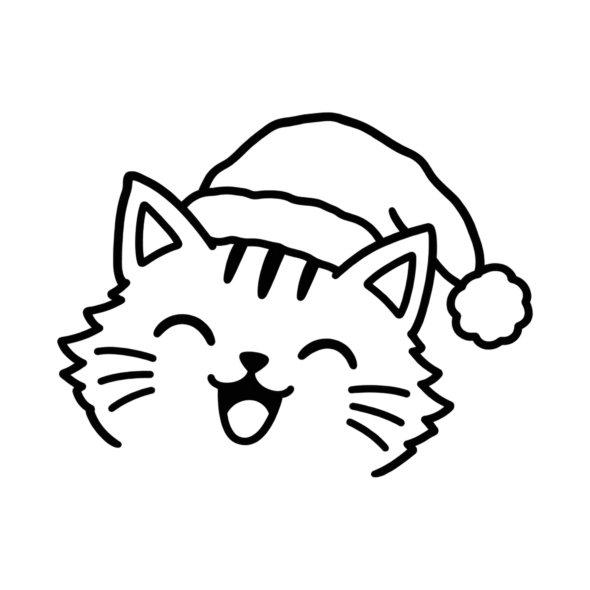 Bügelbild Weihnachtskatze, Weihnachten Shirt Motiv als Grafik auf weißem Hintergrund (BB014846)