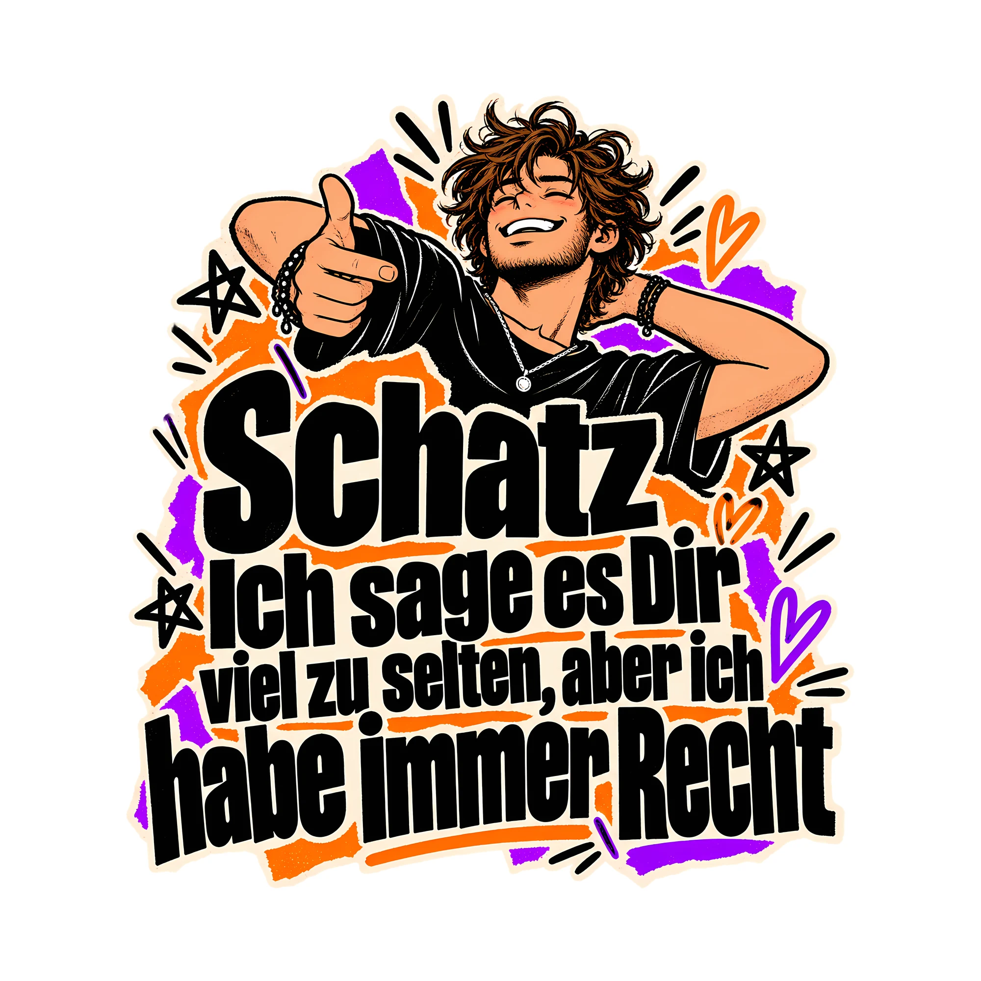 Bügelbild Schatz Ich sage es Dir viel zu selten, Lustiger Shirt Spruch als Grafik auf weißem Hintergrund (BB014716)