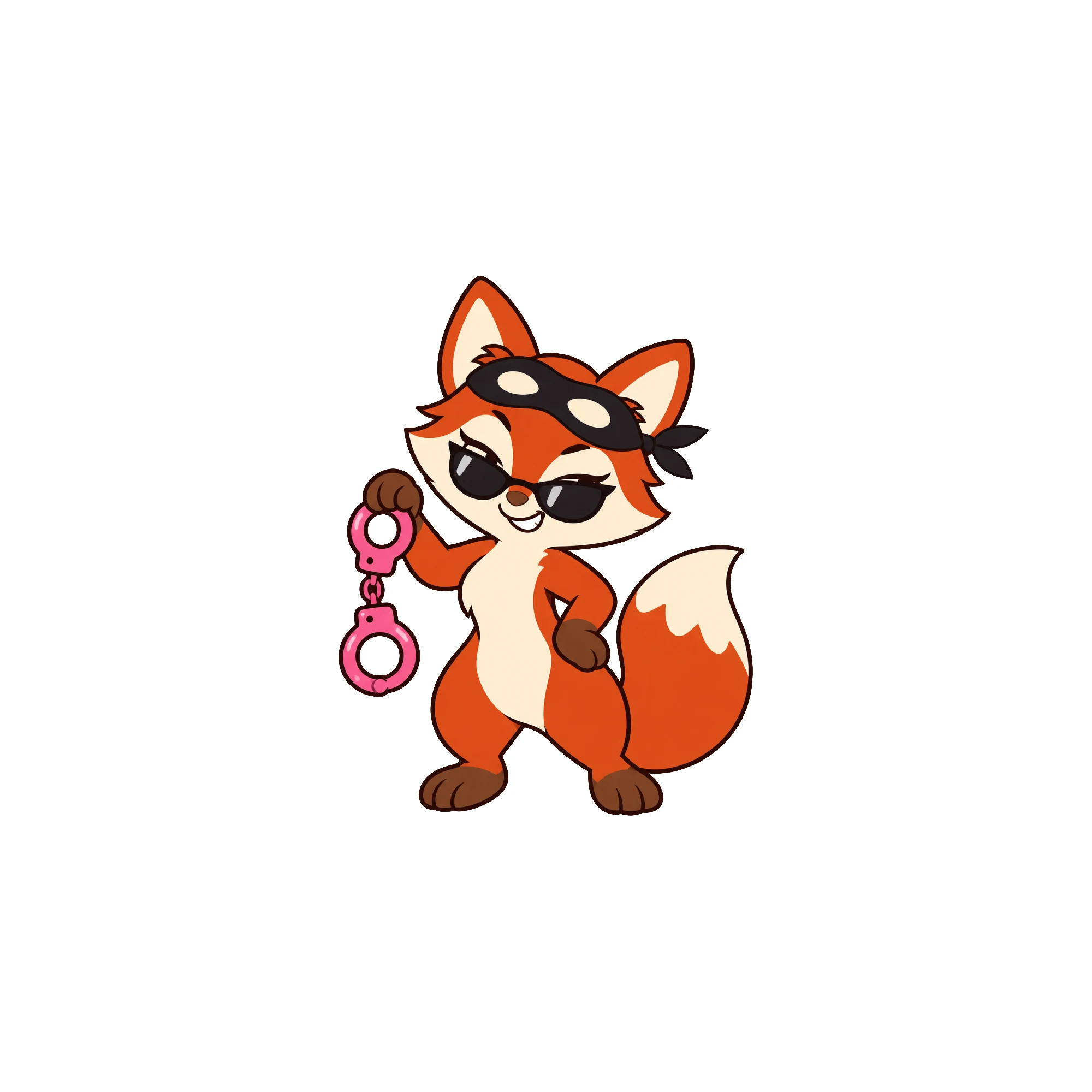 Bügelbild freundschaft fuchs handschellen als Grafik auf weißem Hintergrund (BB011397)