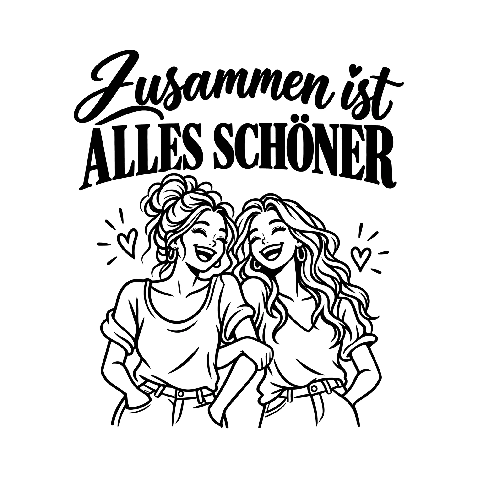 Bügelbild Zusammen ist alles schöner als Grafik auf weißem Hintergrund (BB012269)