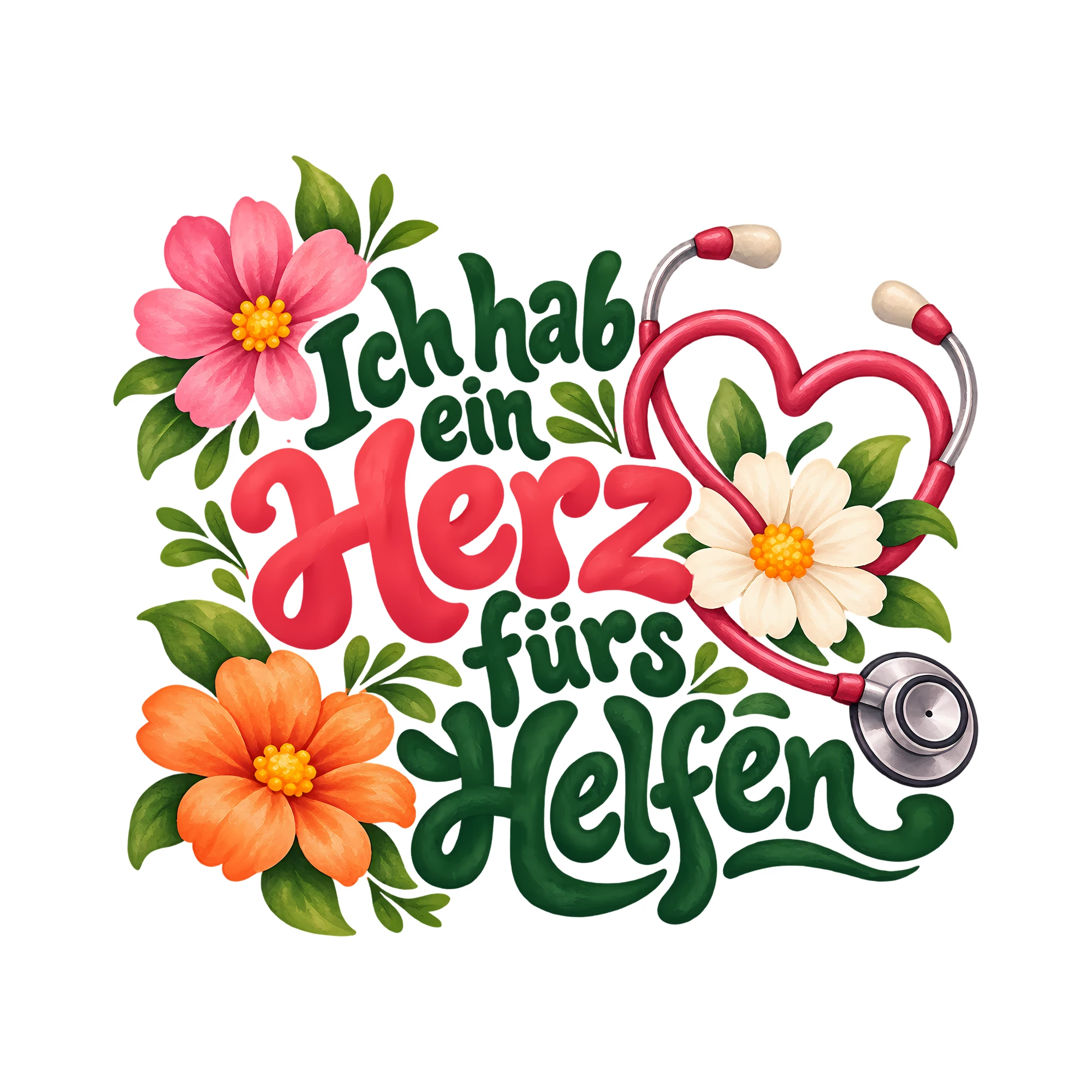 Bügelbild Ich hab ein Herz fürs Helfen als Grafik auf weißem Hintergrund (BB011693)