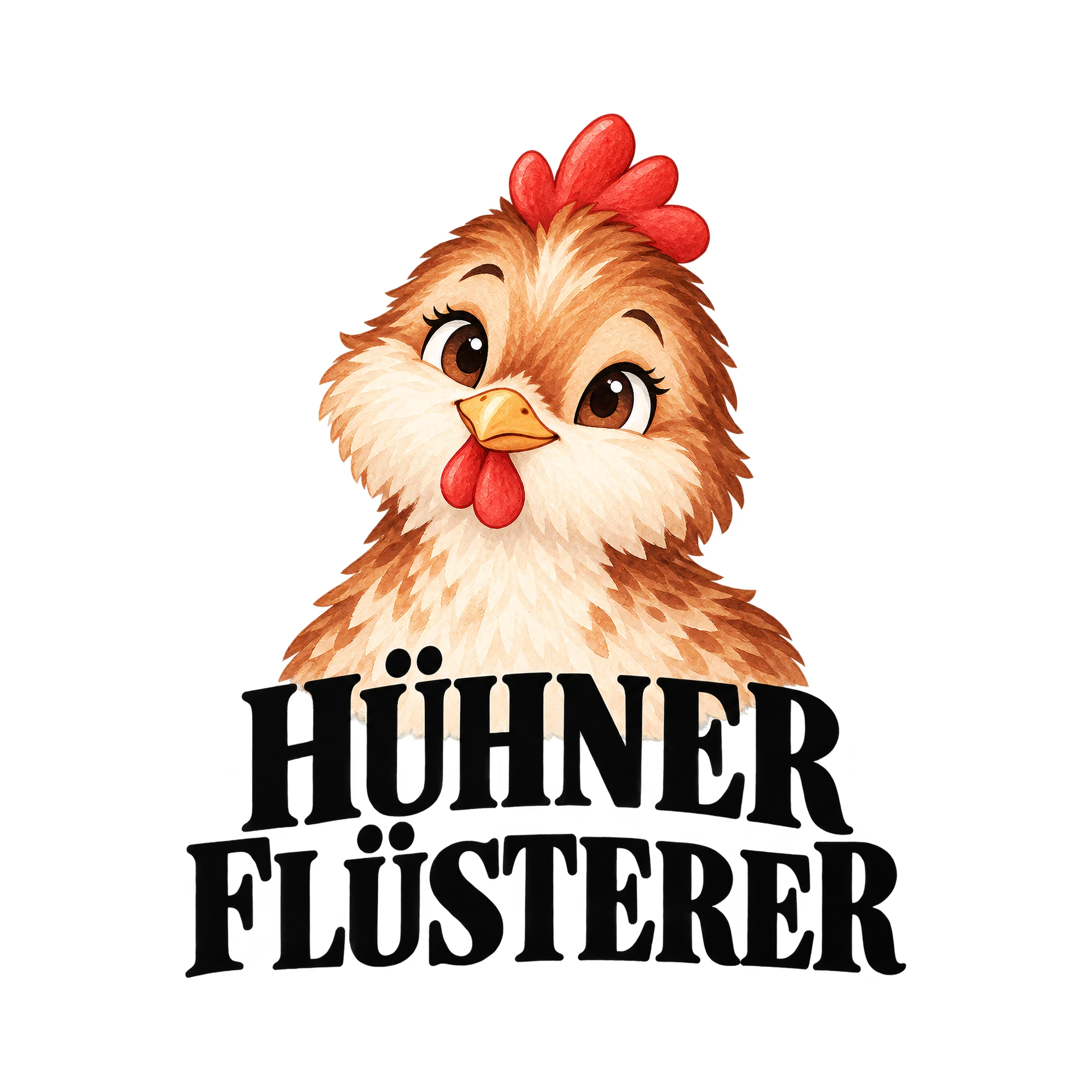 Bügelbild „HÜHNER FLÜSTERER“ | Tiere Shirt Spruch als Grafik auf weißem Hintergrund (BB016196)