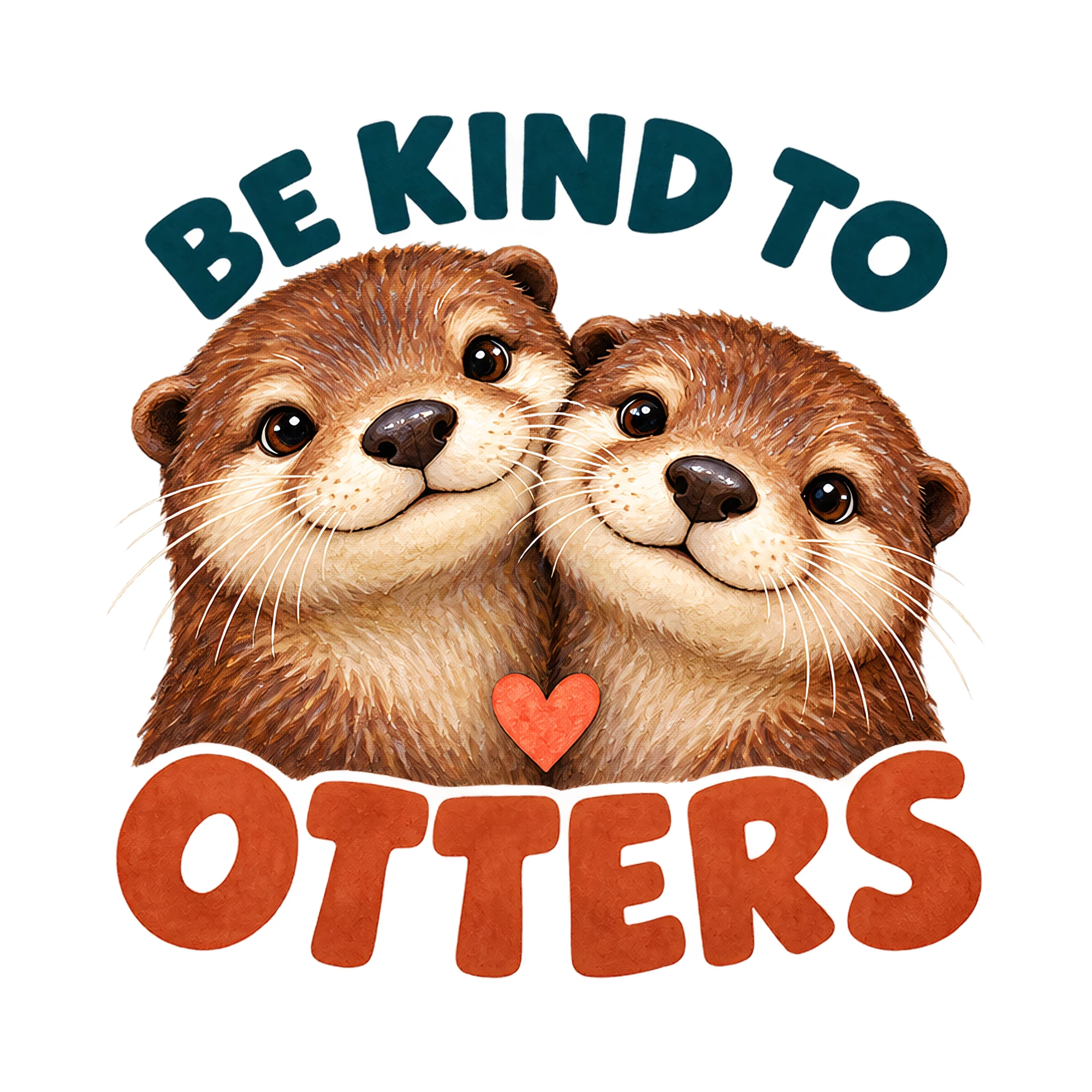 Bügelbild Be Kind To Otters, Lustiger Shirt Spruch als Grafik auf weißem Hintergrund (BB017504)