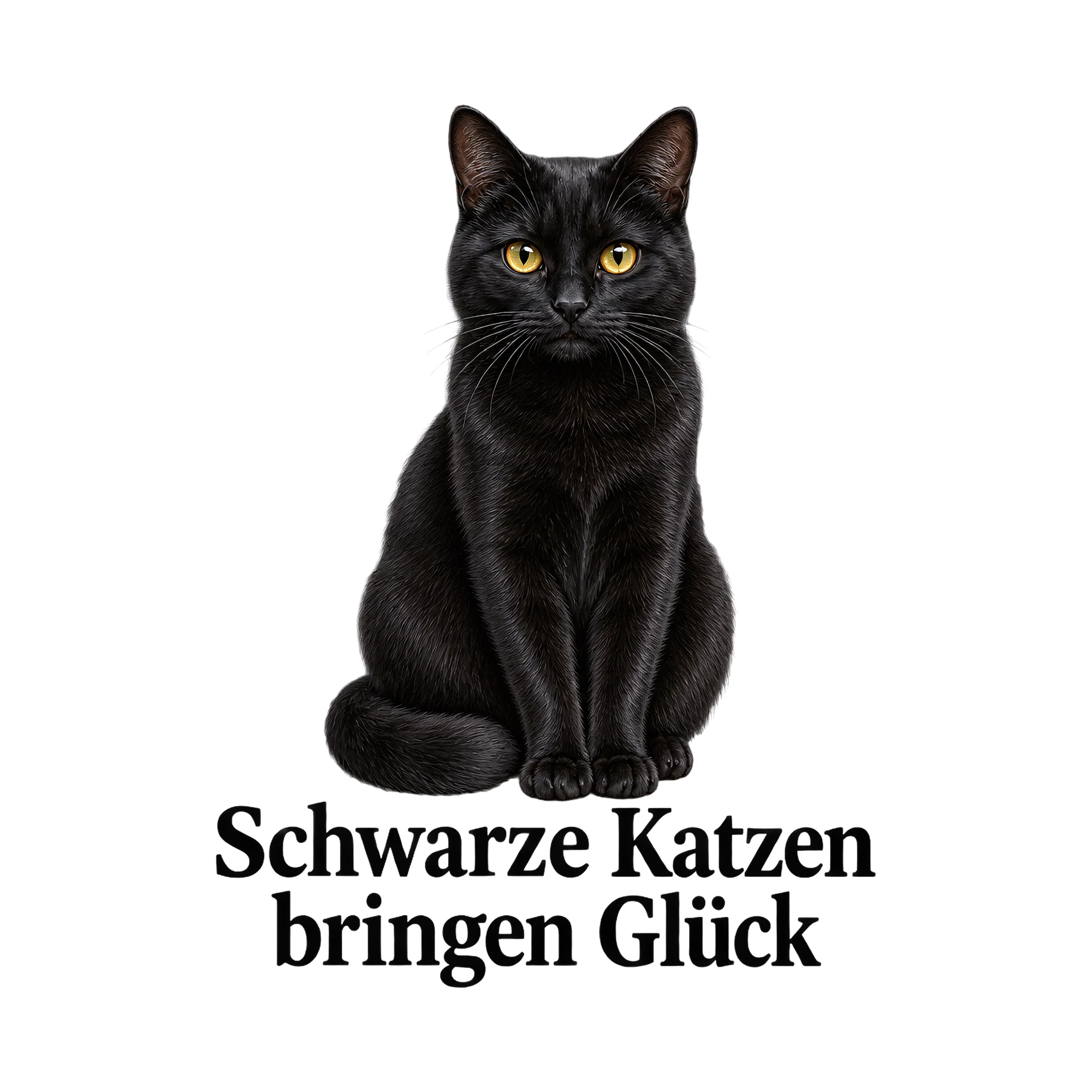 Bügelbild Schwarze Katzen bringen Glück, Tiere Shirt Spruch als Grafik auf weißem Hintergrund (BB017197)