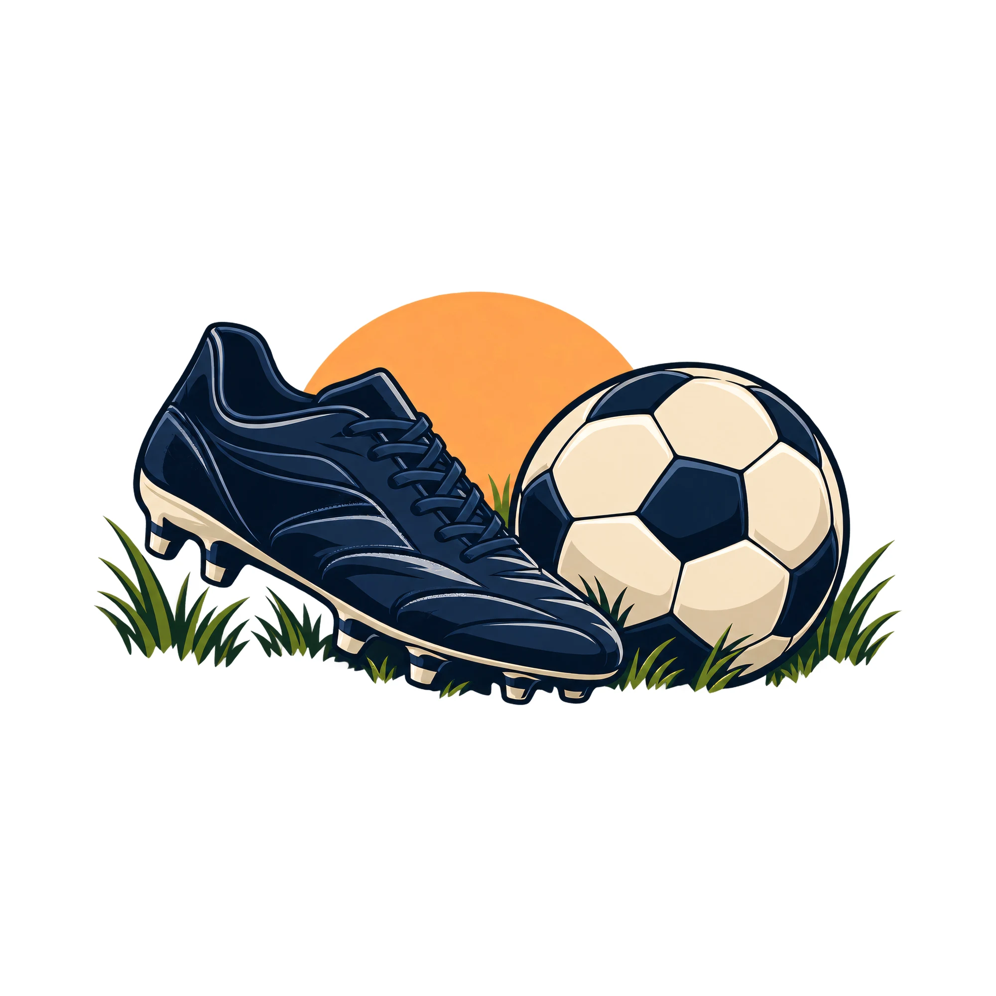 Bügelbild Fussball Sonnenuntergang, Lustiger Shirt Motiv als Grafik auf weißem Hintergrund (BB015623)