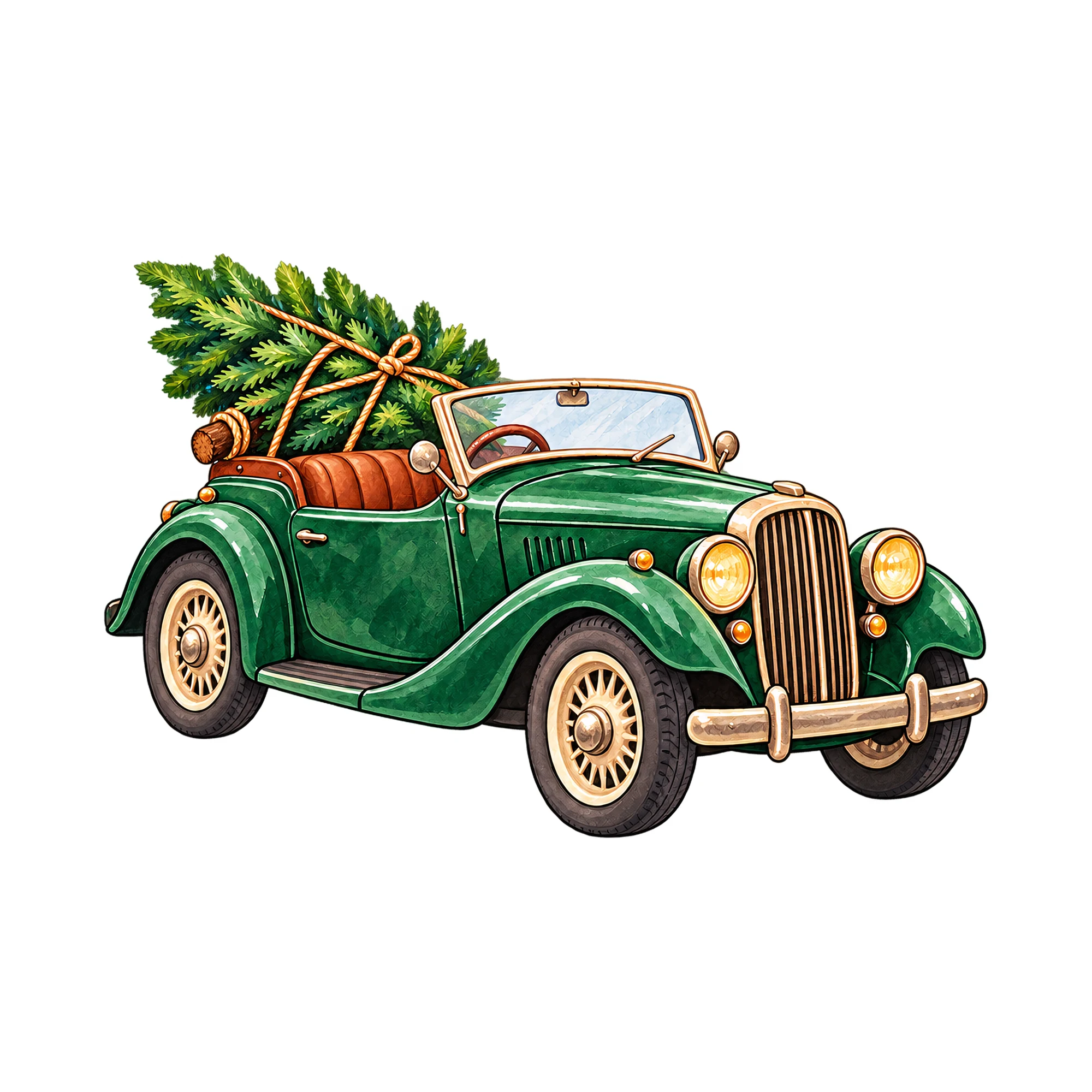 Bügelbild Weihnachten Oldtimer, Weihnachten Shirt Motiv als Grafik auf weißem Hintergrund (BB014834)