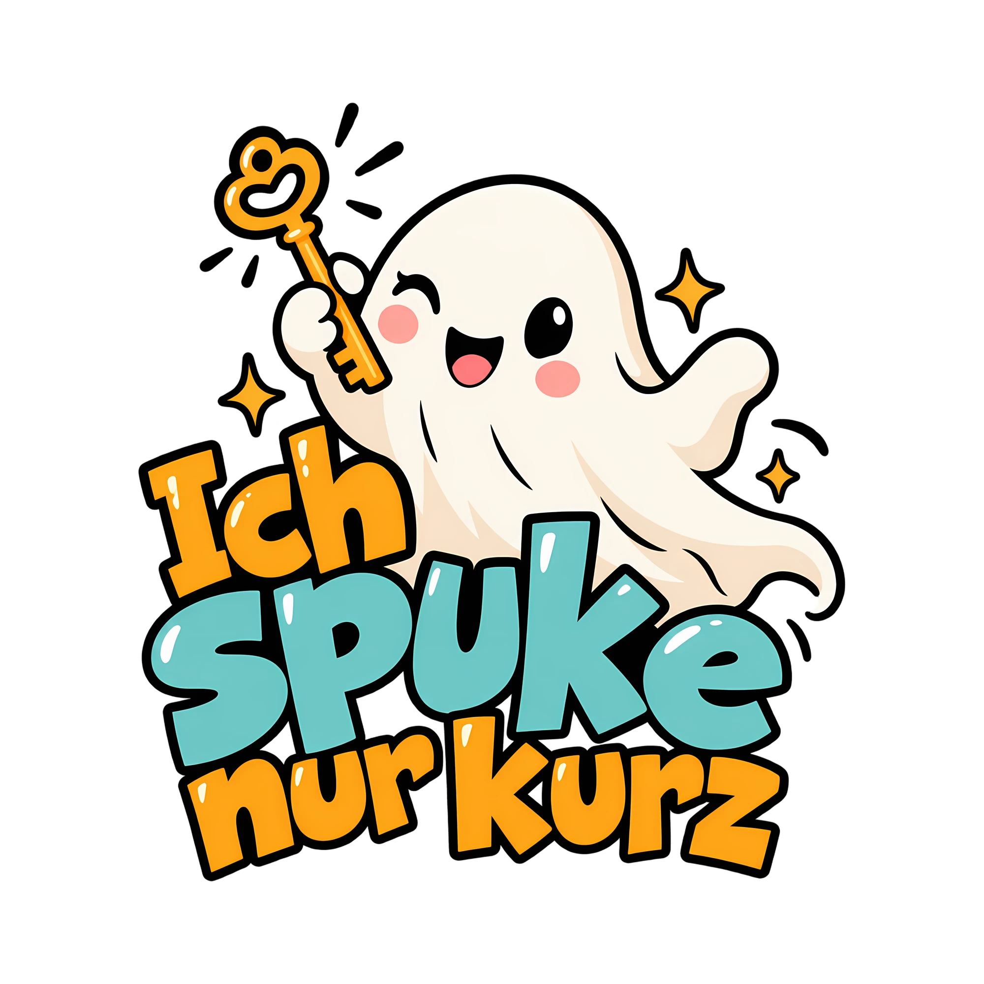 Bügelbild Ich spuke nur kurz als Grafik auf weißem Hintergrund (BB012626)