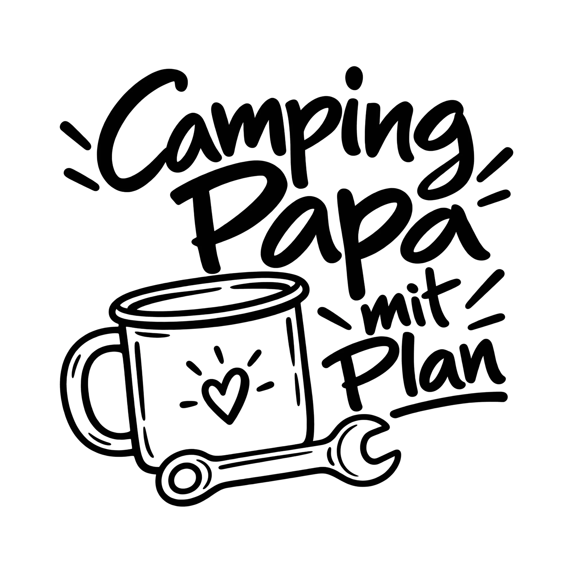 Bügelbild Camping Papa mit Plan als Grafik auf weißem Hintergrund (BB012368)