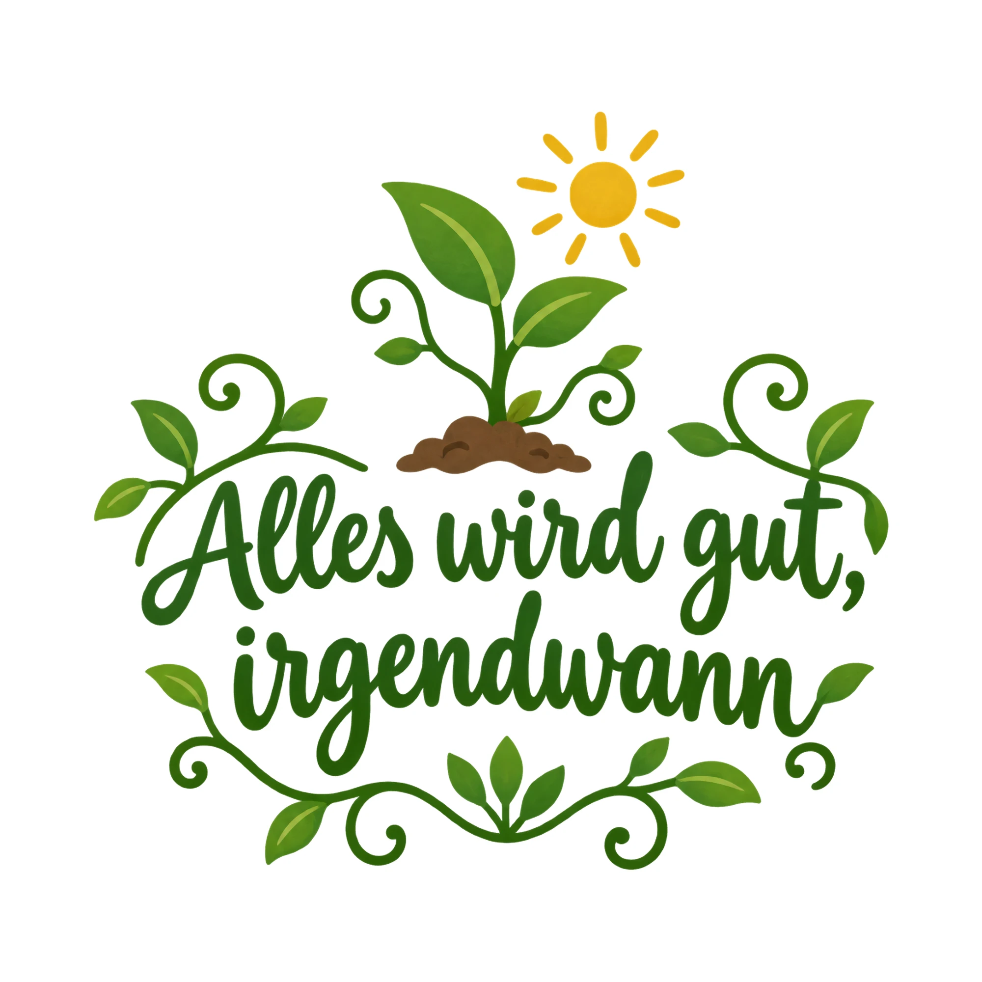 Bügelbild Alles wird gut, irgendwann als Grafik auf weißem Hintergrund (BB018776)