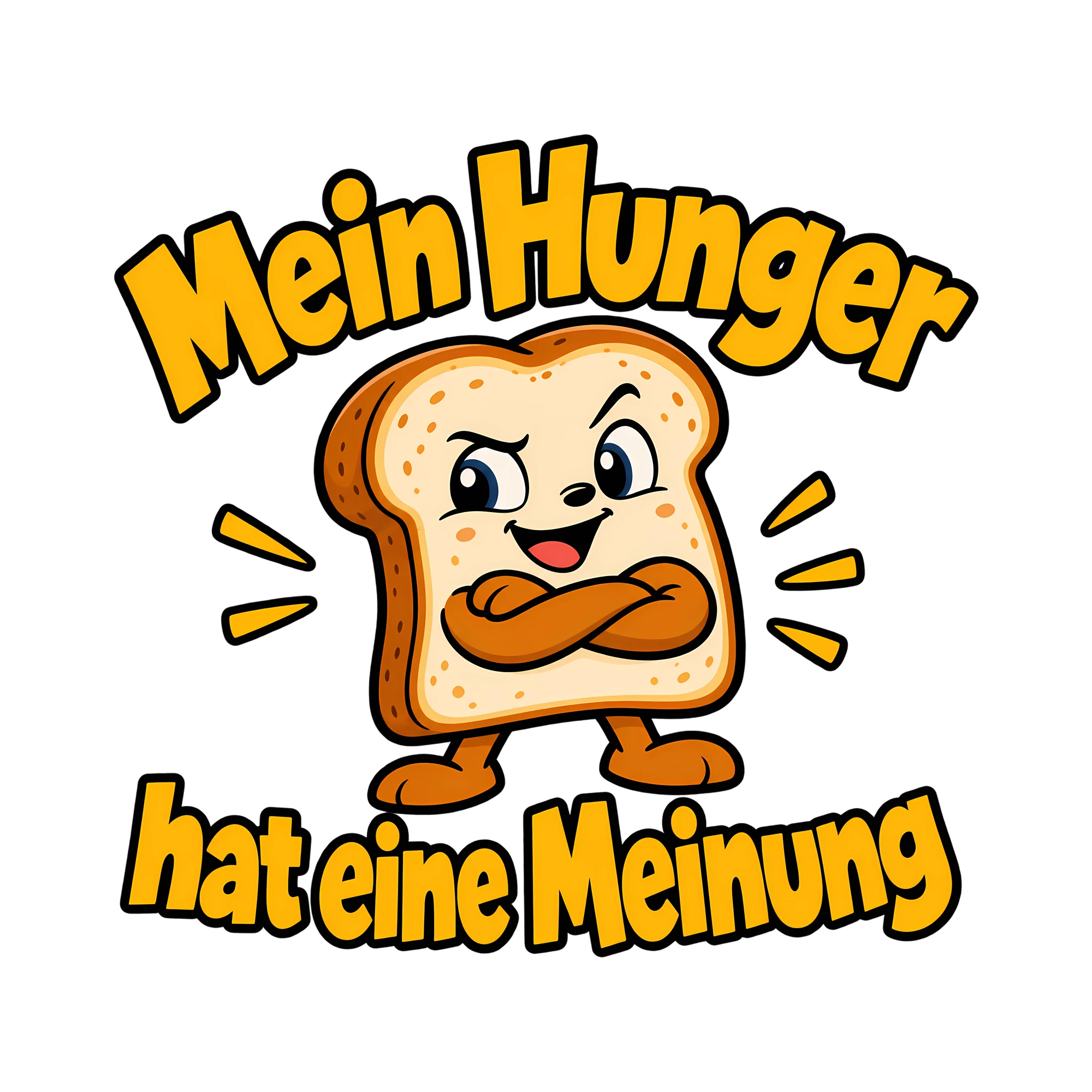 Bügelbild Mein Hunger hat eine Meinung als Grafik auf weißem Hintergrund (BB012187)
