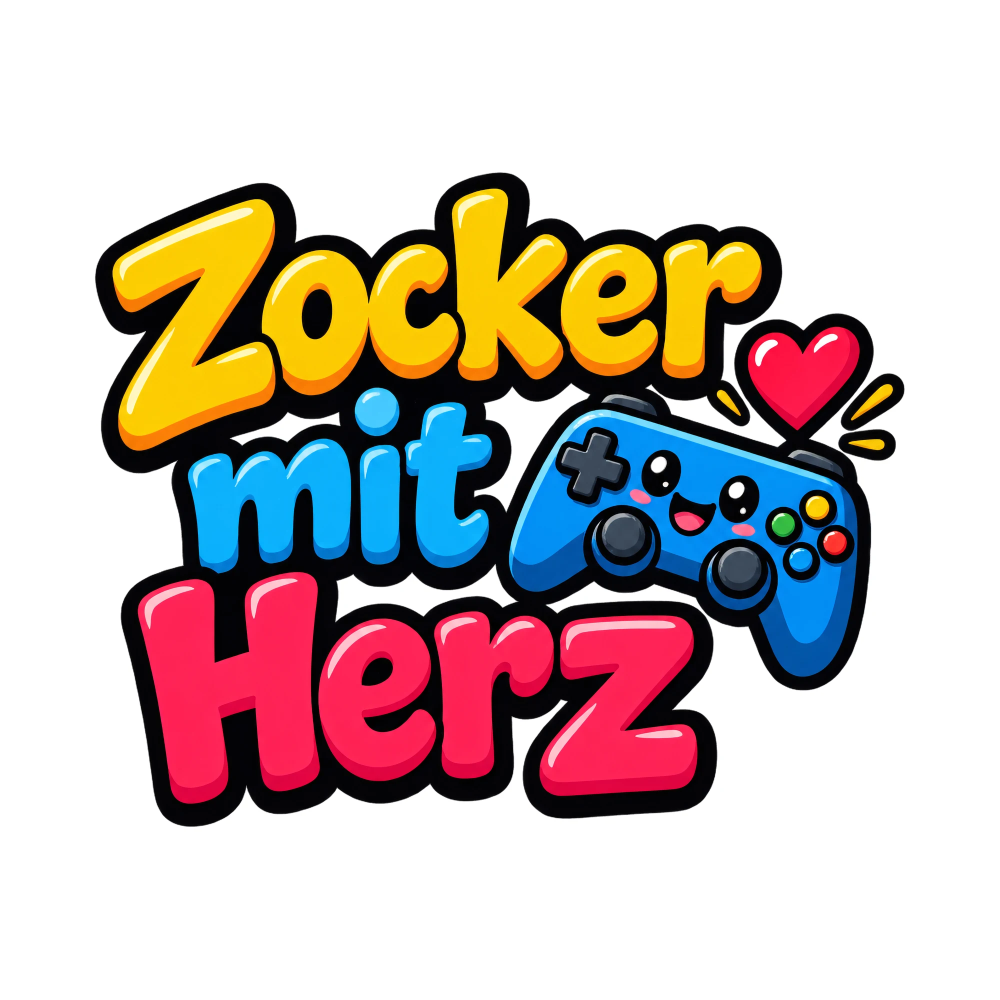Bügelbild Zocker mit Herz als Grafik auf weißem Hintergrund (BB018521)