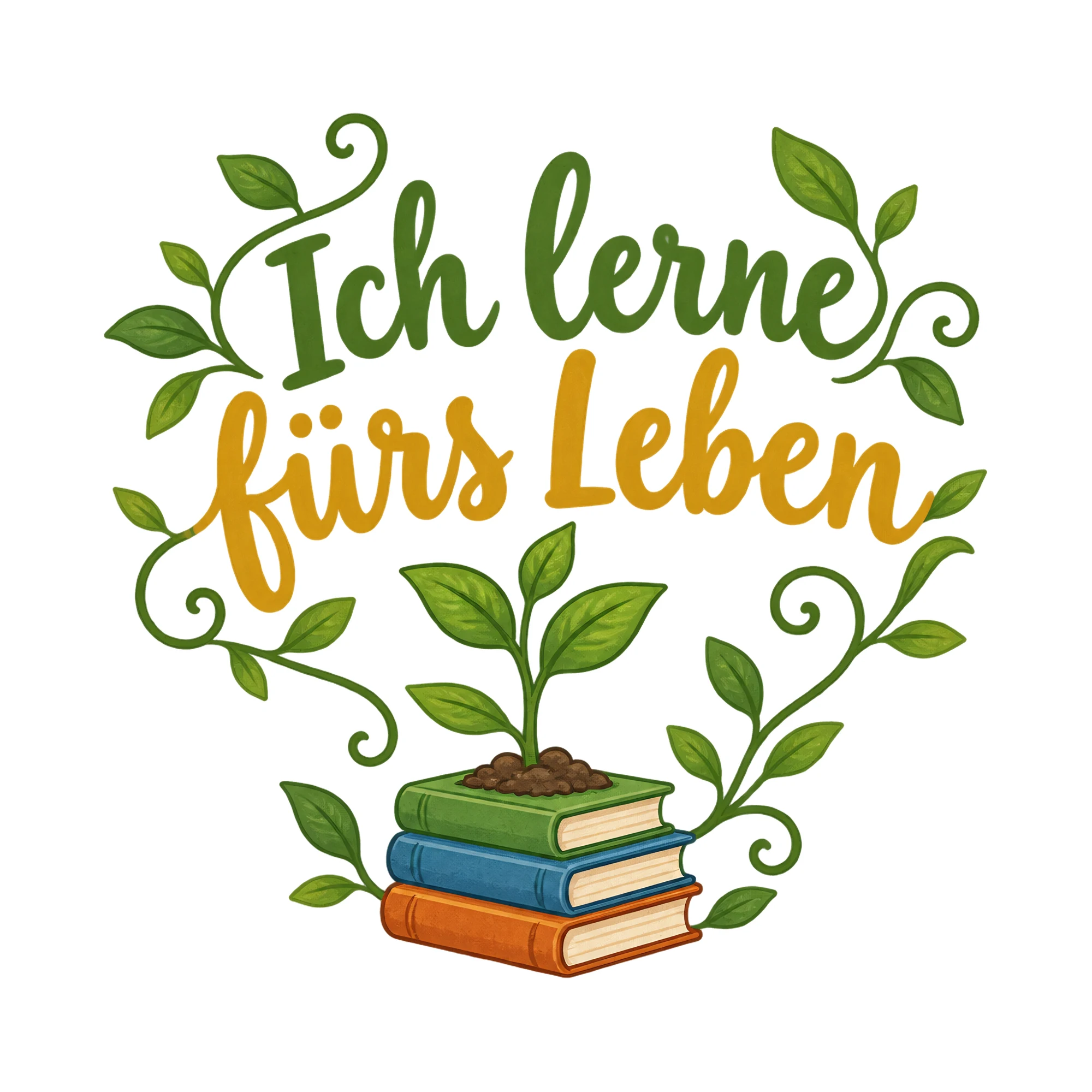 Bügelbild Ich lerne fürs Leben als Grafik auf weißem Hintergrund (BB018740)
