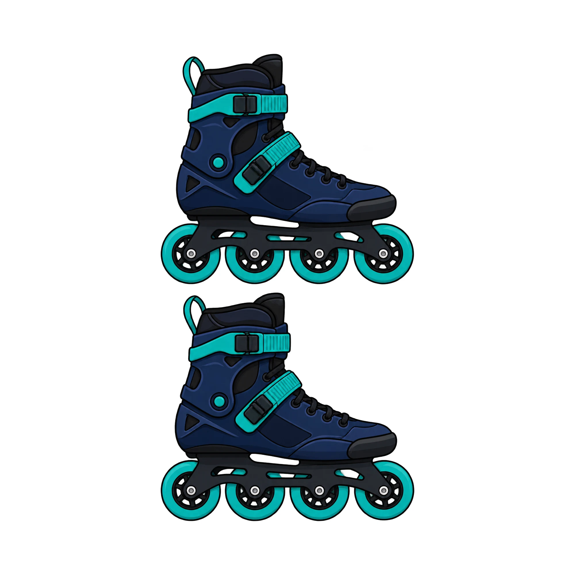 Bügelbild Inline-Skates, Lustiger Shirt Motiv als Grafik auf weißem Hintergrund (BB015574)