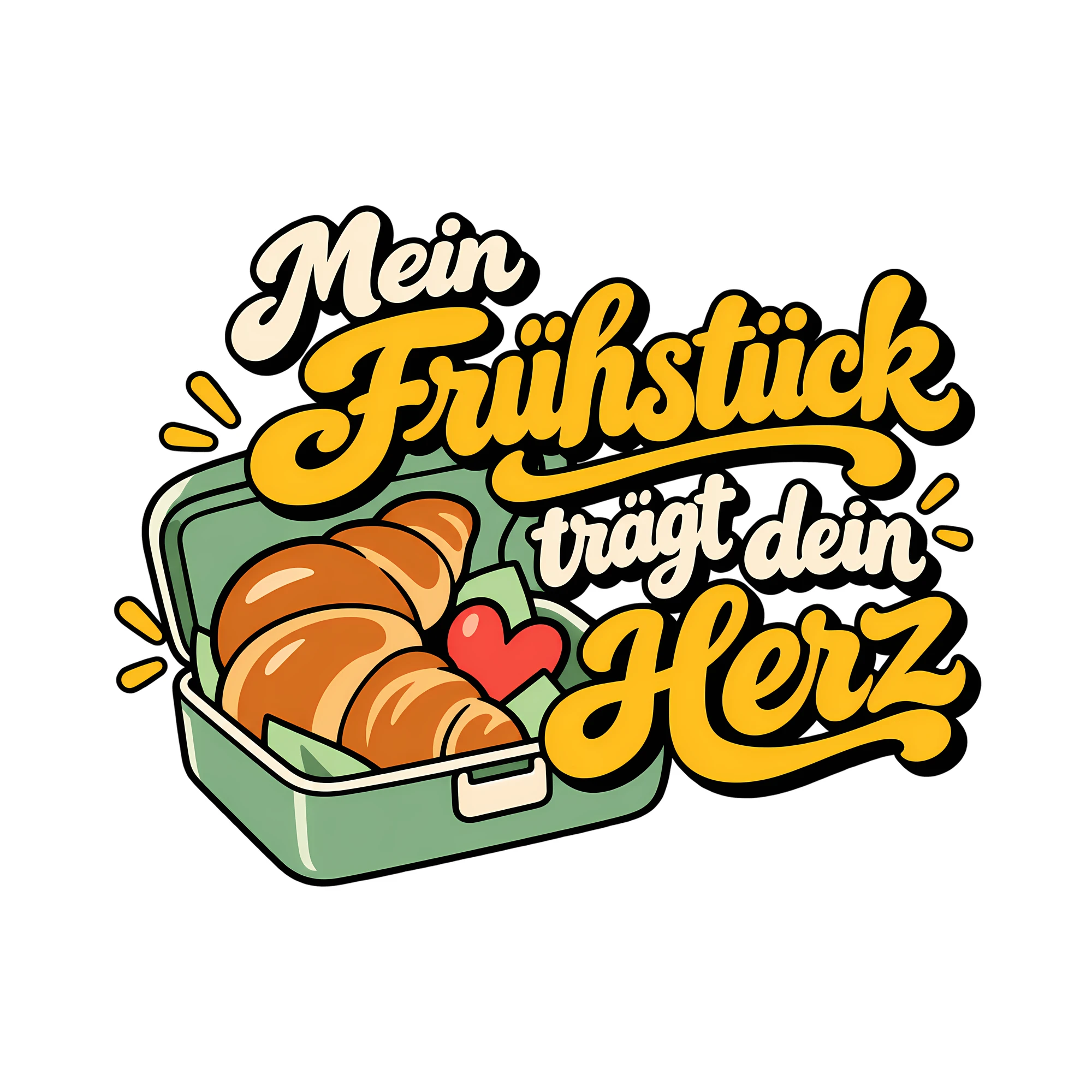 Bügelbild Mein Frühstück trägt dein Herz als Grafik auf weißem Hintergrund (BB013532)