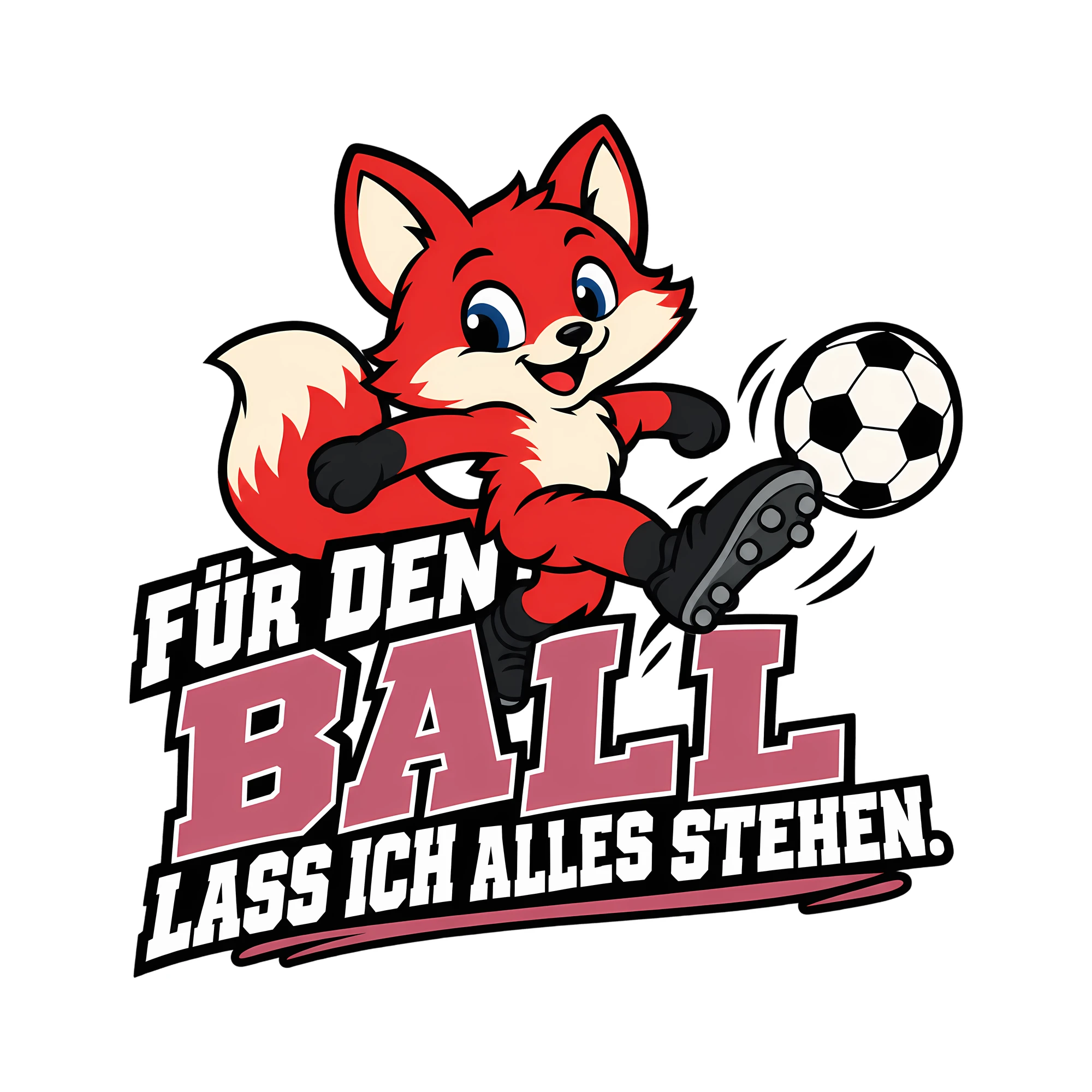 Bügelbild FÜR DEN BALL LASS ICH ALLES STEHEN. als Grafik auf weißem Hintergrund (BB013739)
