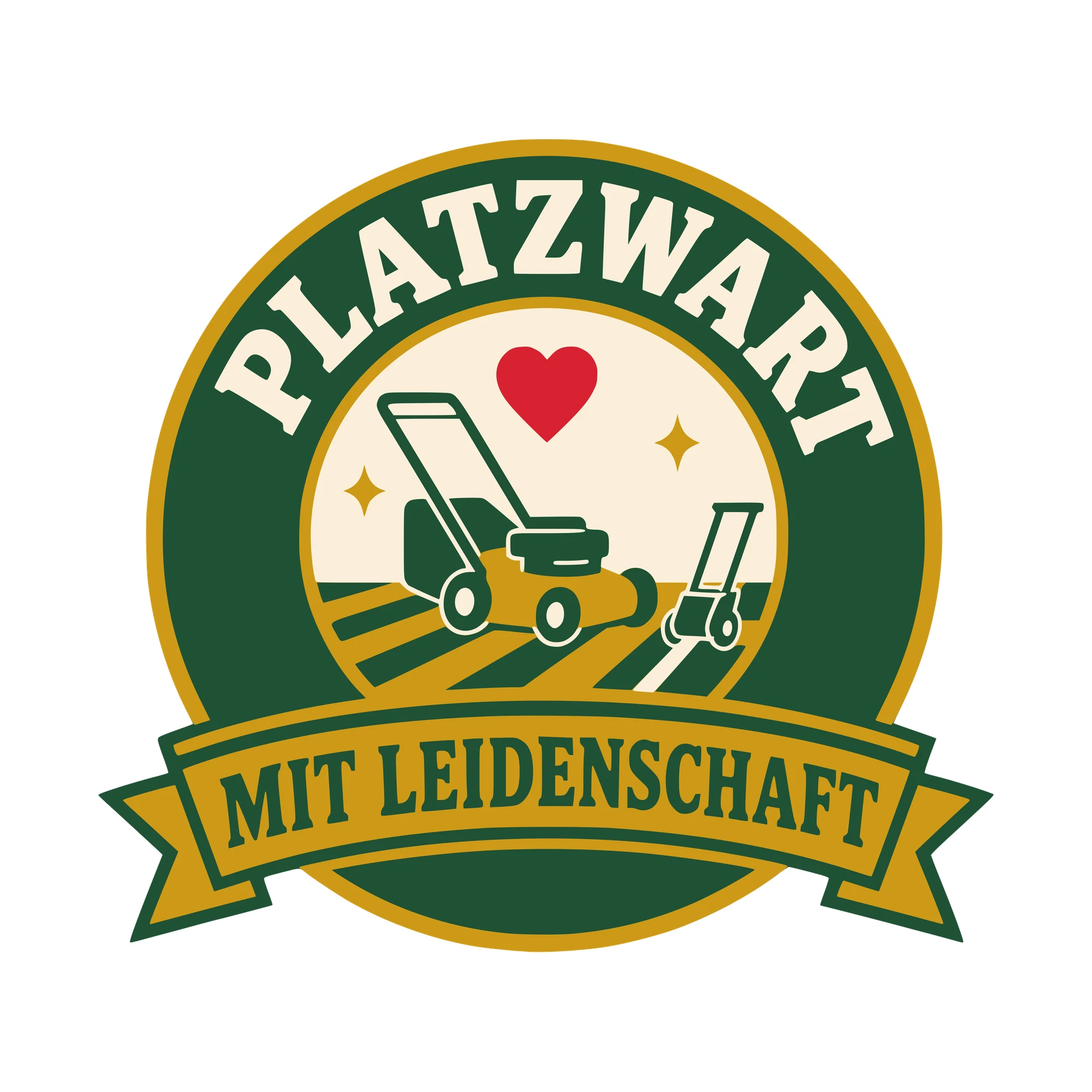 Bügelbild Platzwart mit Leidenschaft als Grafik auf weißem Hintergrund (BB010622)