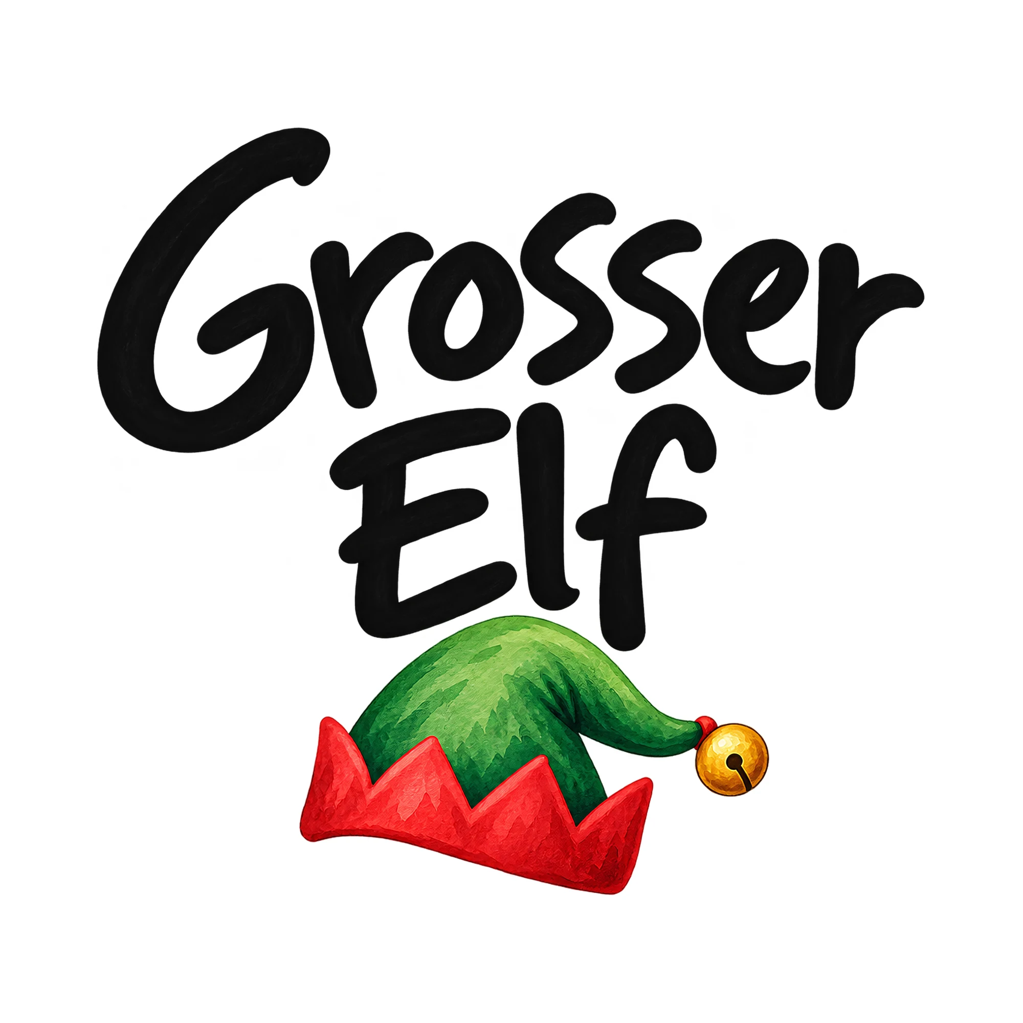 Bügelbild „Grosser Elf“, Weihnachtspullover Spruch als Grafik auf weißem Hintergrund (BB014819)