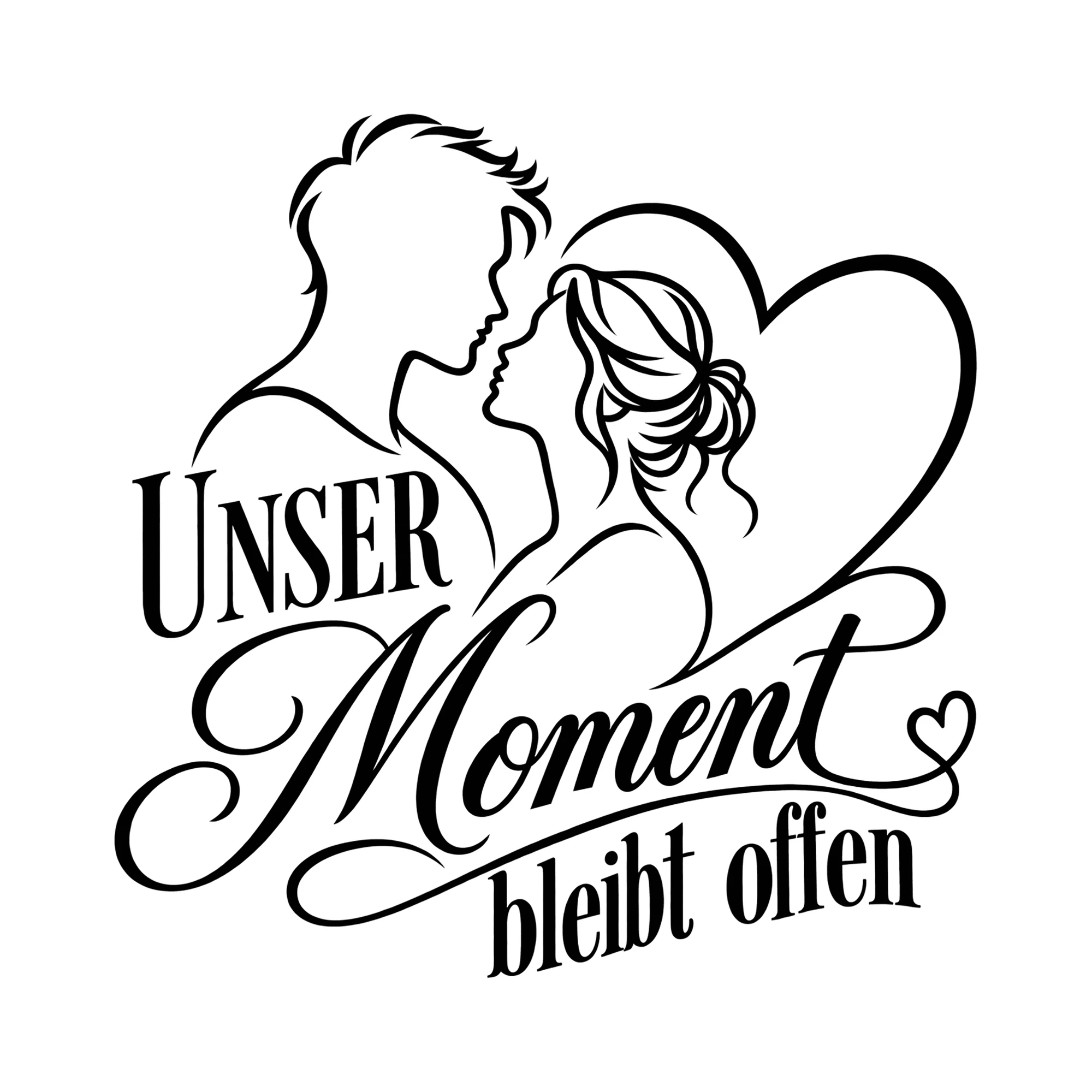 Bügelbild Unser Moment bleibt offen als Grafik auf weißem Hintergrund (BB013529)