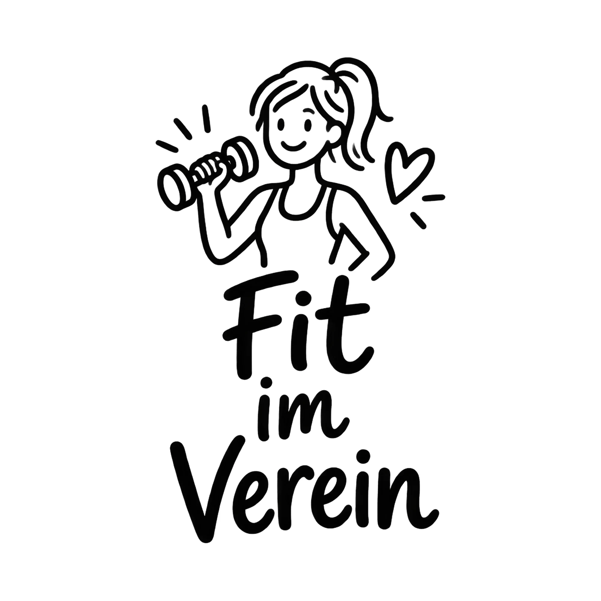 Bügelbild Fit im Verein als Grafik auf weißem Hintergrund (BB020514)