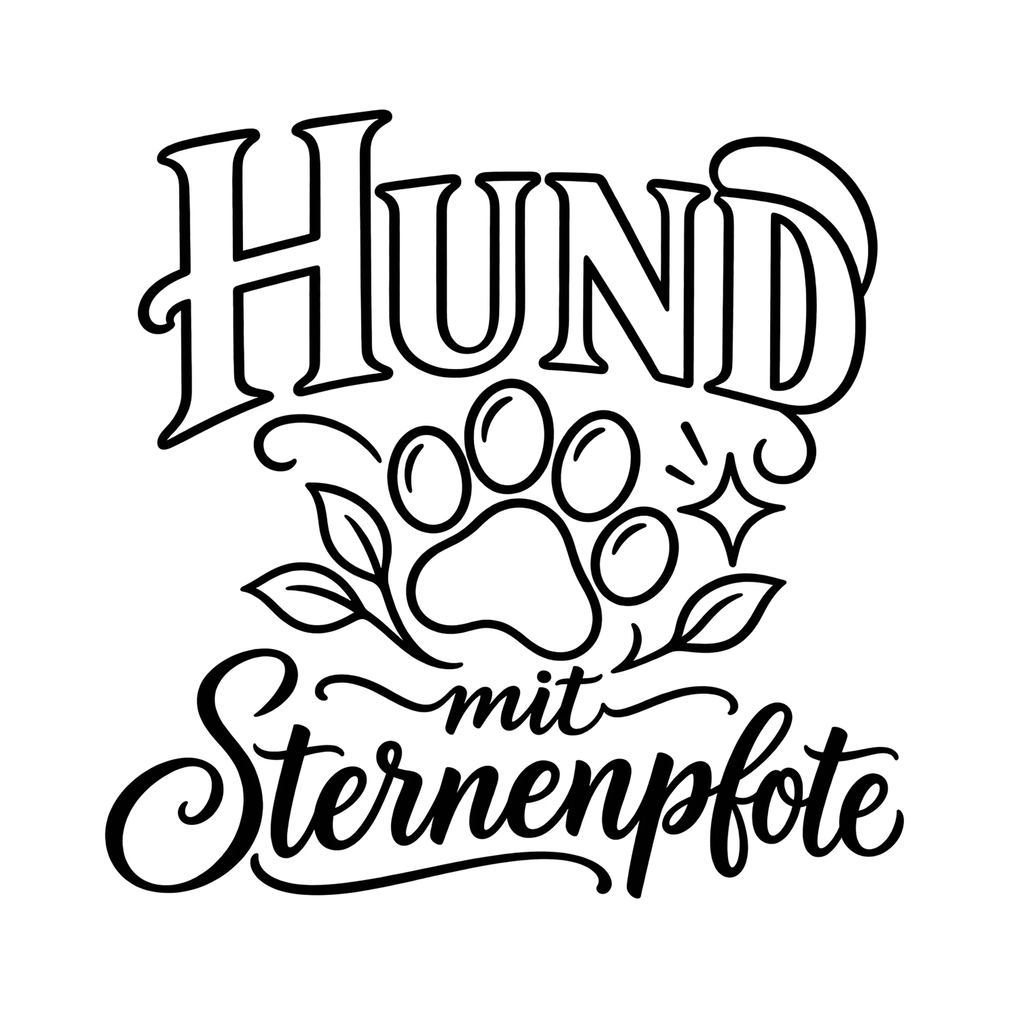 Bügelbild Hund mit Sternenpfote als Grafik auf weißem Hintergrund (BB013062)