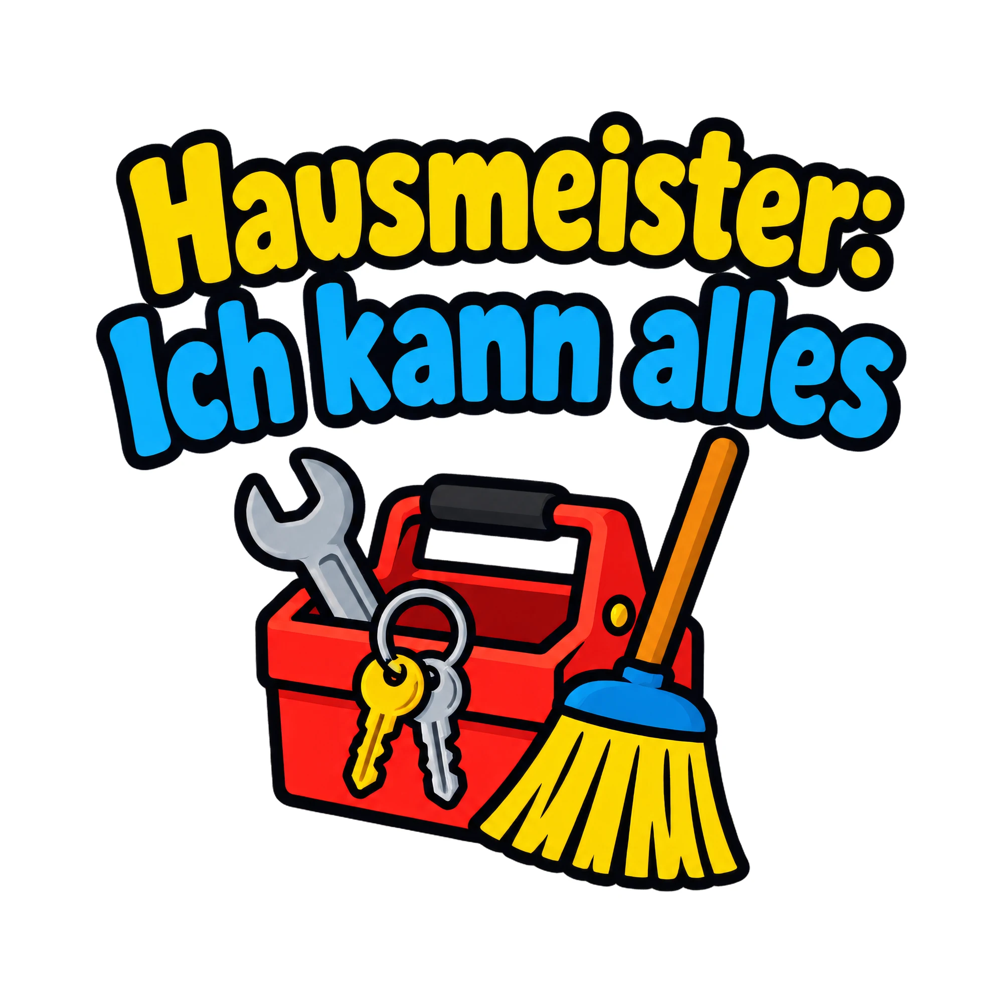 Bügelbild Hausmeister: Ich kann alles als Grafik auf weißem Hintergrund (BB018647)