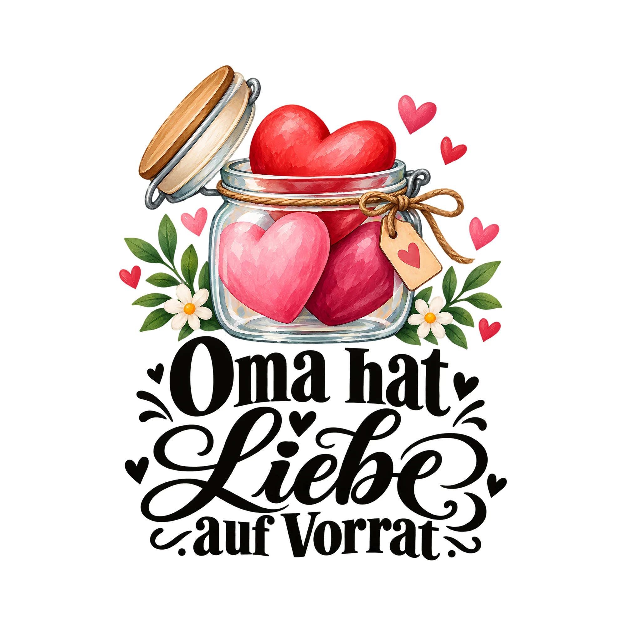 Bügelbild Oma hat Liebe auf Vorrat als Grafik auf weißem Hintergrund (BB012494)