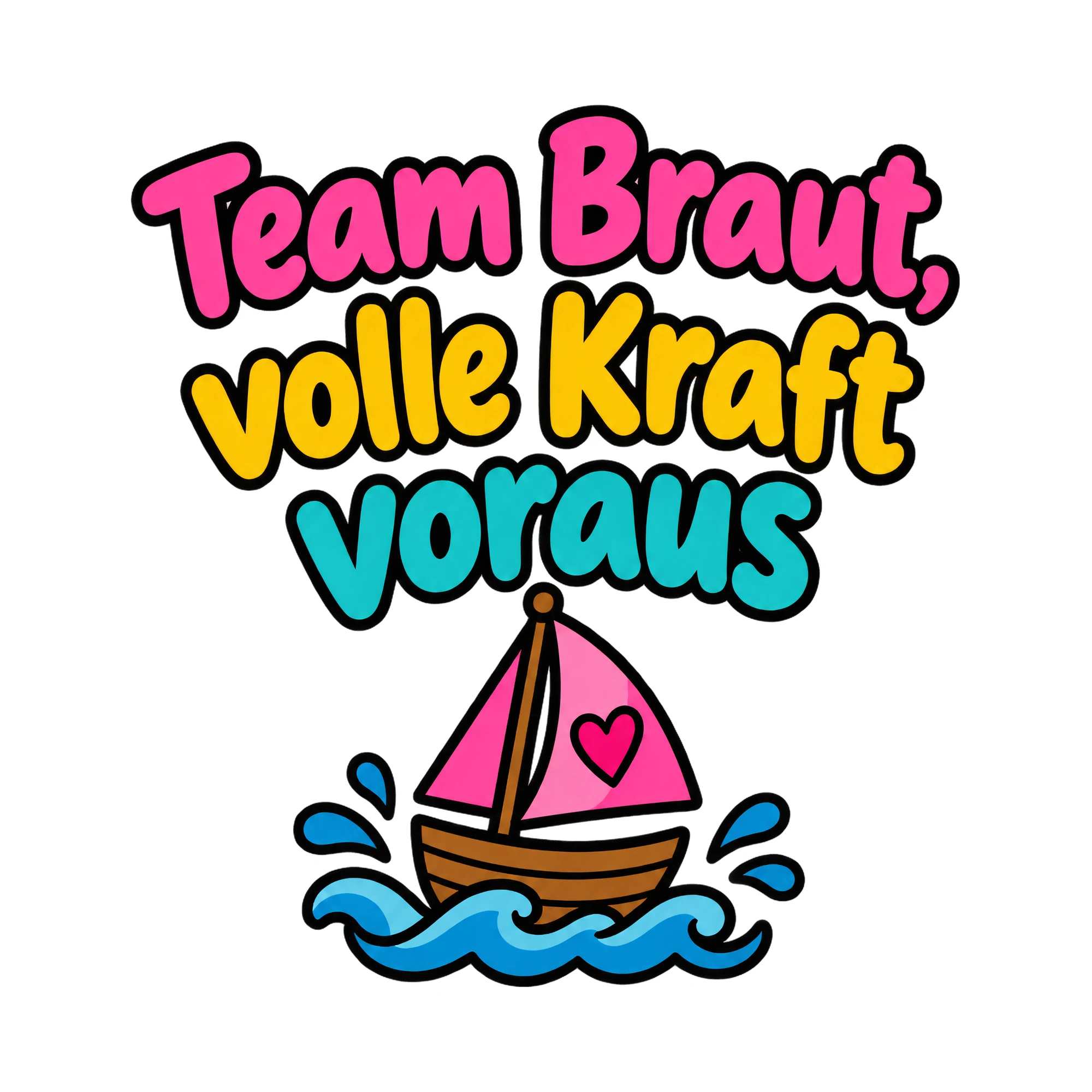 Bügelbild Team braut volle kraft voraus als Grafik auf weißem Hintergrund (BB016378)