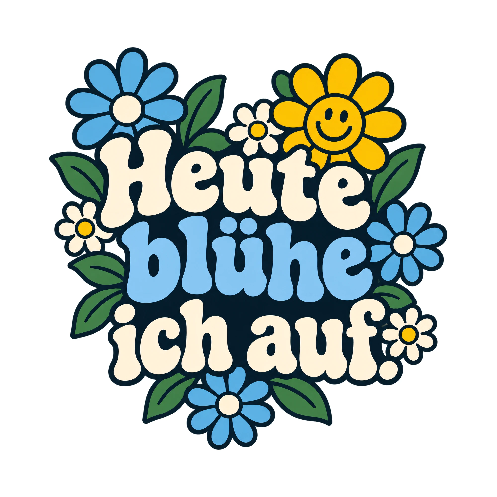 Bügelbild Pups. War die Blume. als Grafik auf weißem Hintergrund (BB013431)