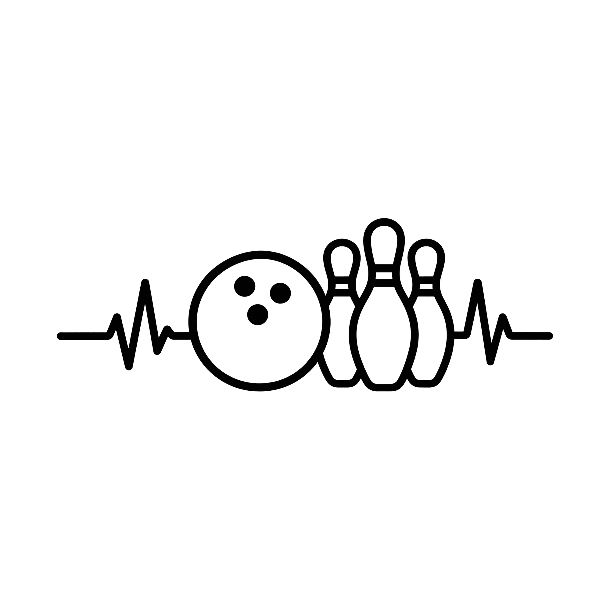 Bügelbild Herzschlag Bowling, Lustiger Shirt Motiv als Grafik auf weißem Hintergrund (BB015582)