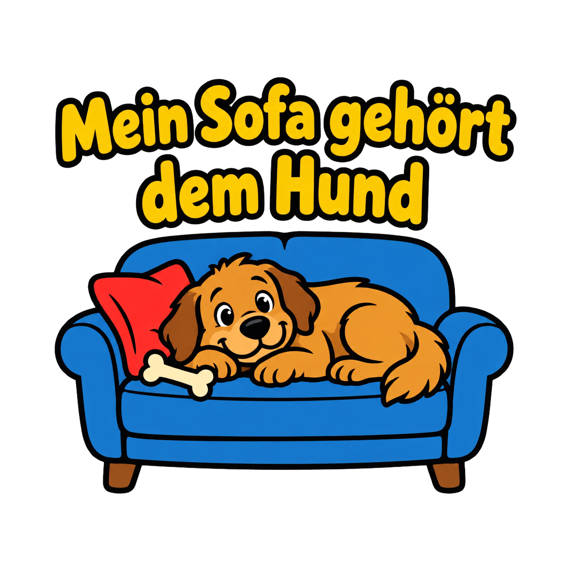 Bügelbild Mein Sofa gehört dem Hund als Grafik auf weißem Hintergrund (BB019768)