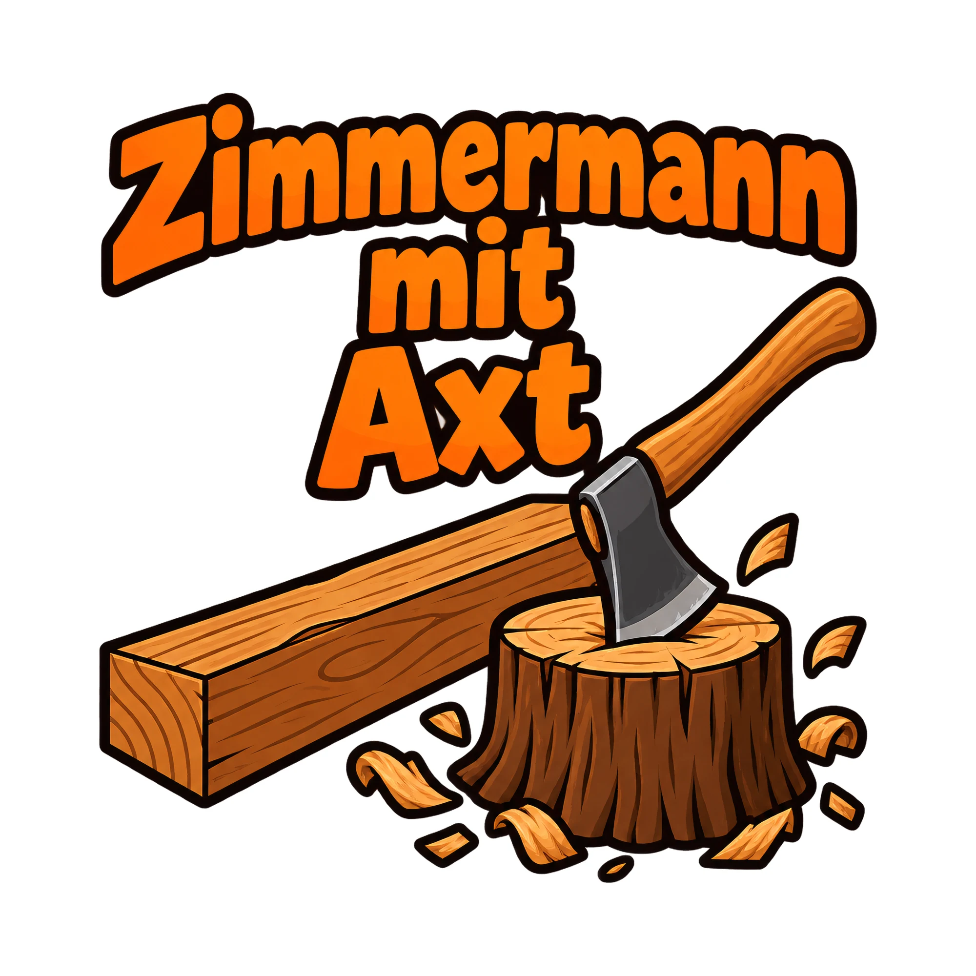 Bügelbild Zimmermann mit Axt als Grafik auf weißem Hintergrund (BB018620)