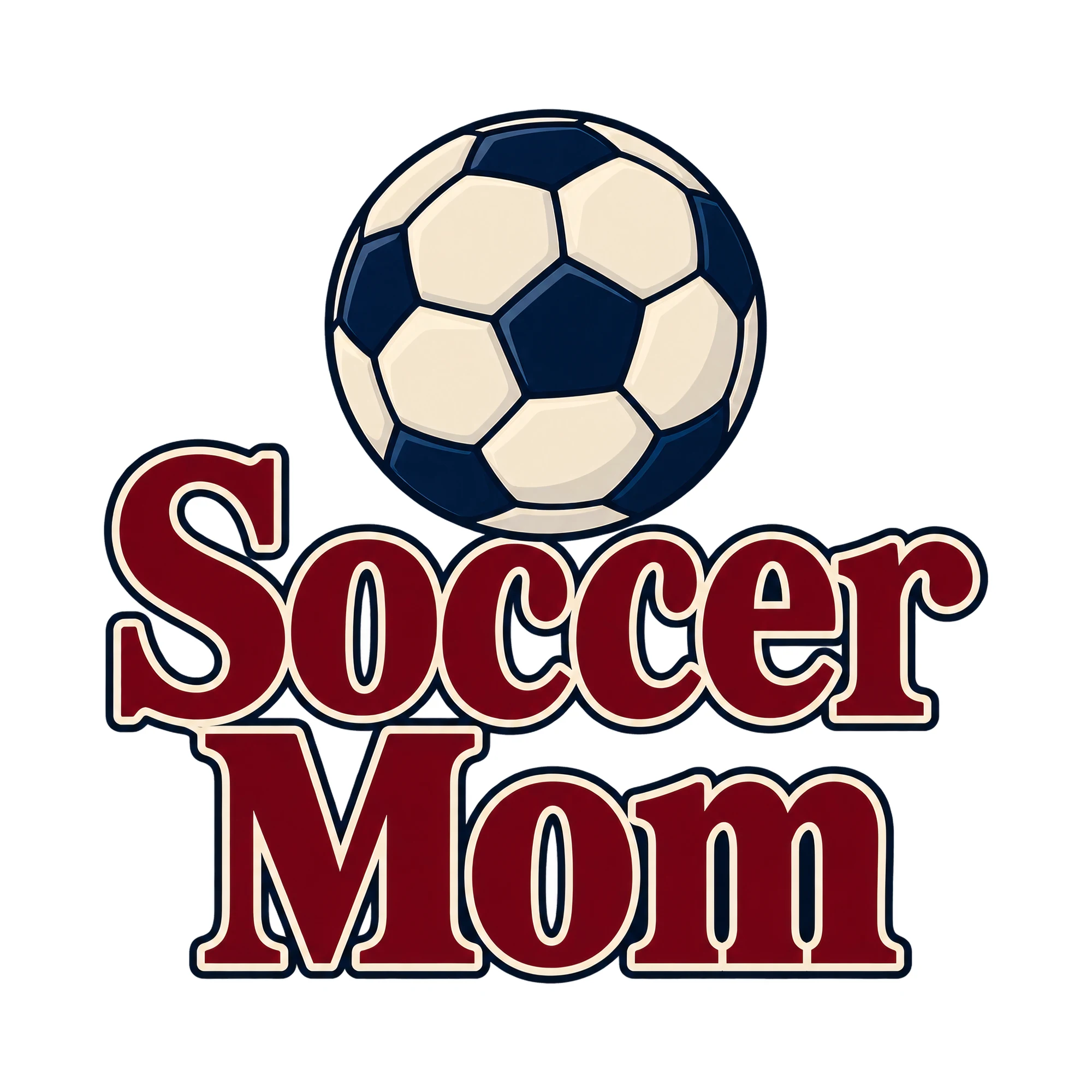 Bügelbild Soccer Mom, Mama Papa Shirt Spruch als Grafik auf weißem Hintergrund (BB015148)