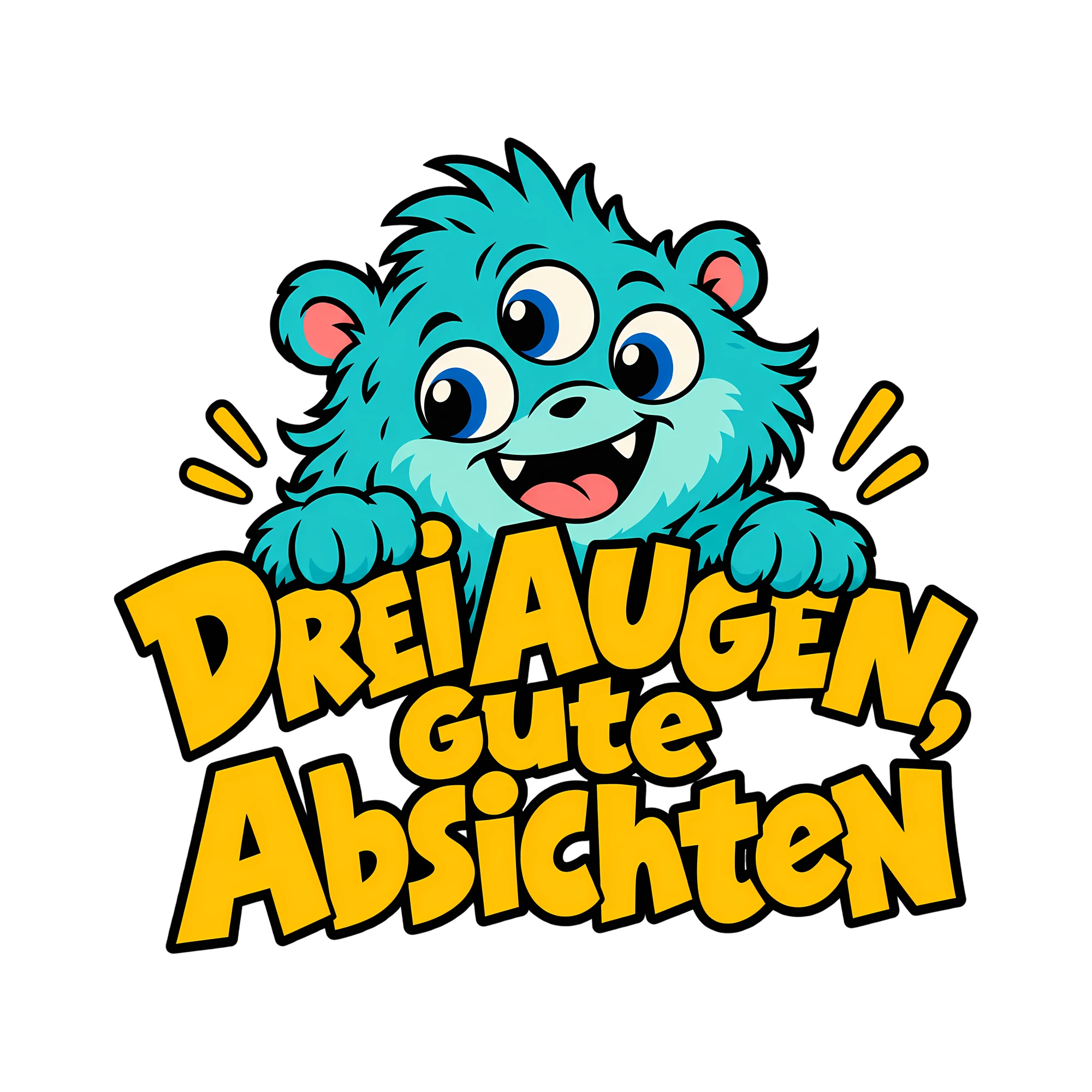 Bügelbild Drei Augen, gute Absichten als Grafik auf weißem Hintergrund (BB014391)