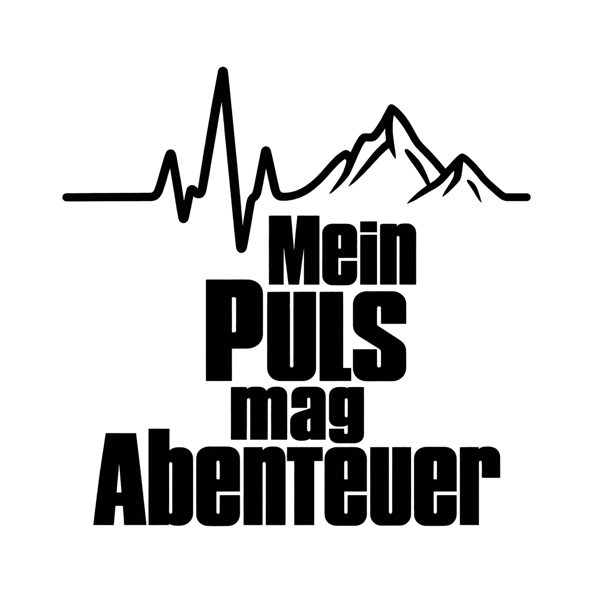 Bügelbild Mein Puls mag Abenteuer als Grafik auf weißem Hintergrund (BB014519)